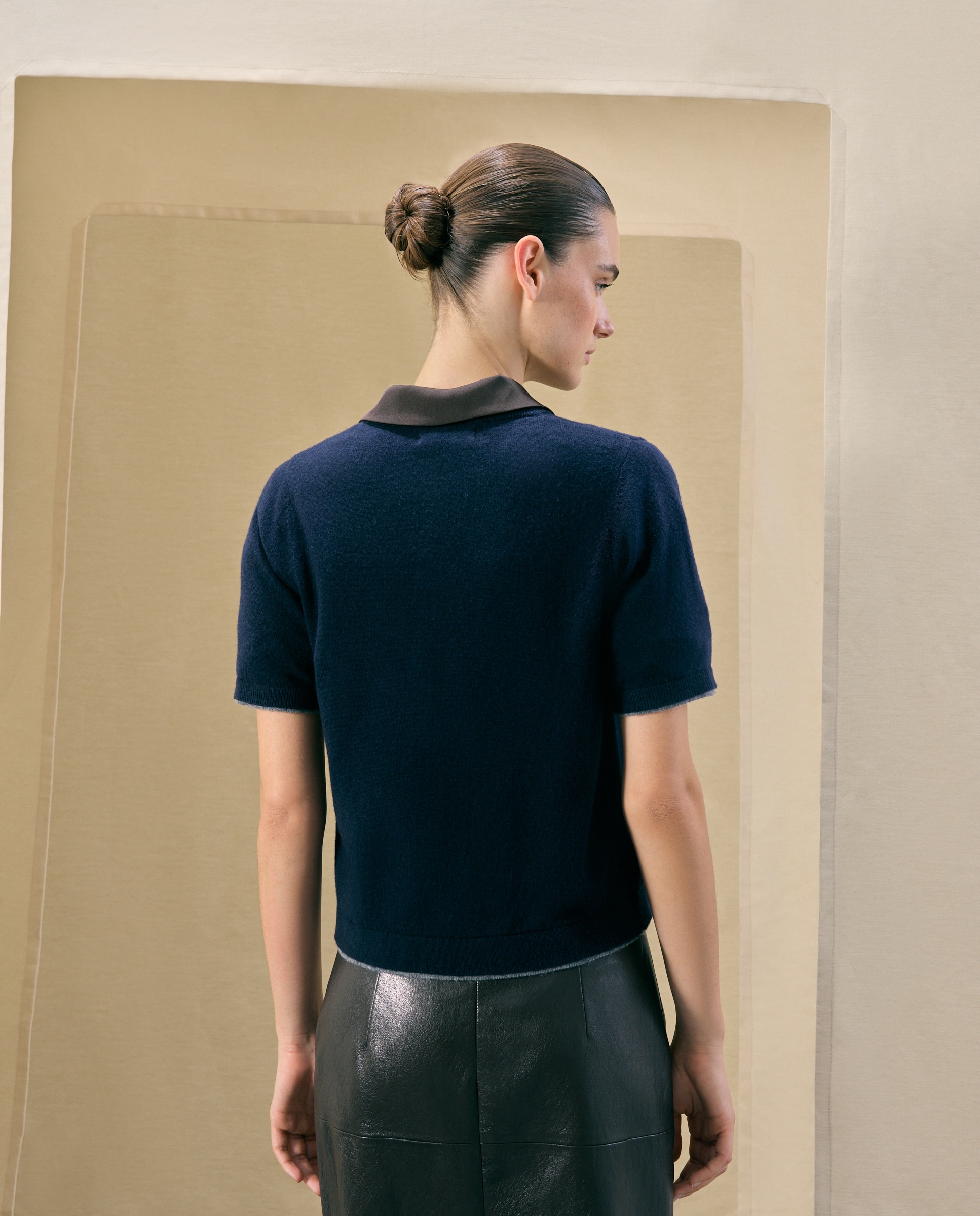 Jersey de mujer de cuello caja bicolor - Woman El Corte Inglés - Azul marino Azul marino-3