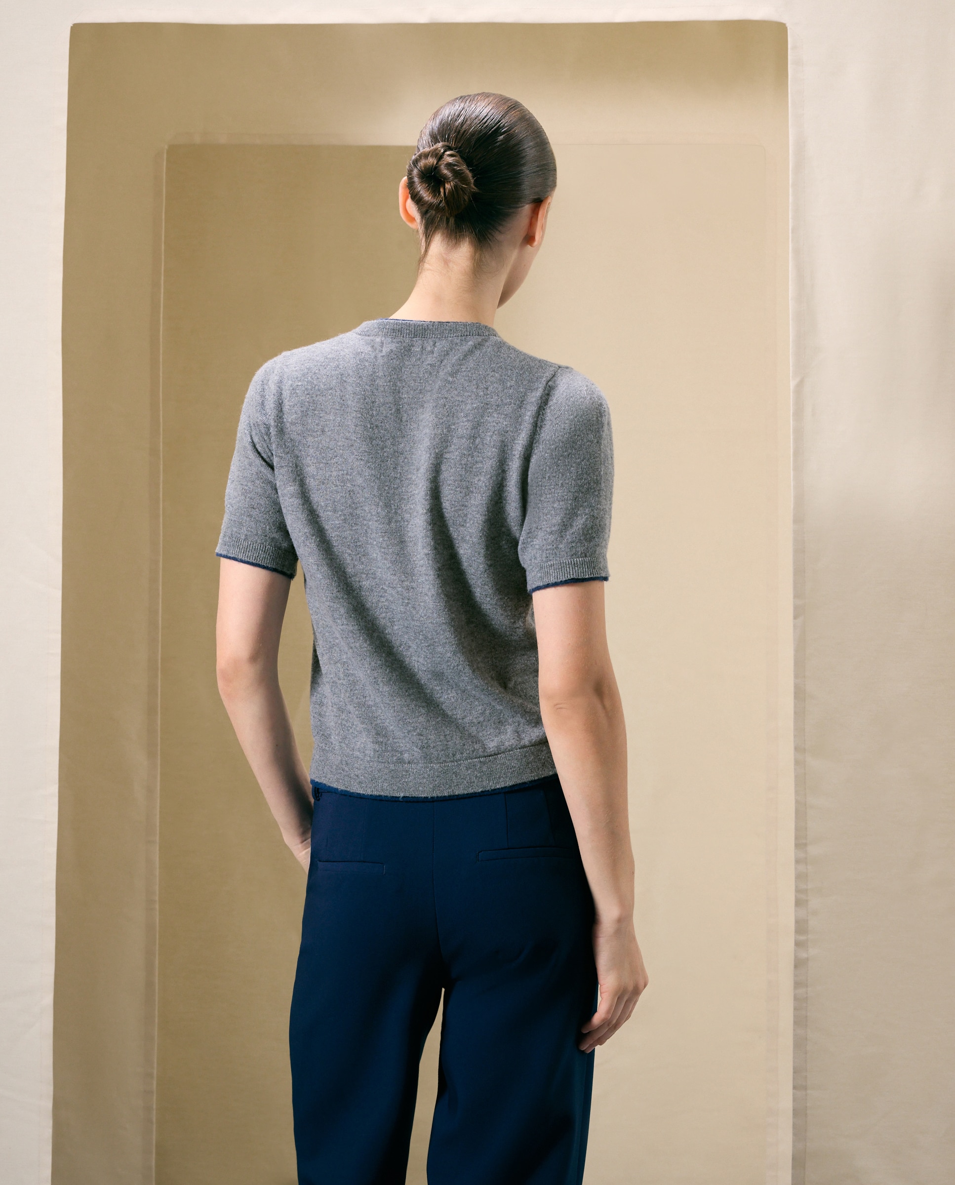 Jersey de mujer de cuello caja bicolor - Woman El Corte Inglés - 820 Gris medio 820 Gris medio-4