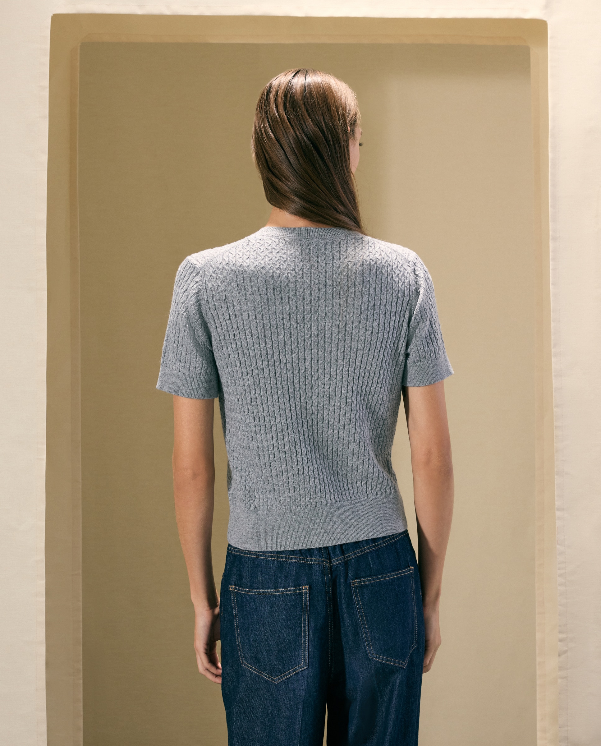 Jersey de mujer con manga corta y cuello caja - Woman El Corte Inglés - 820 Gris medio 820 Gris medio-3