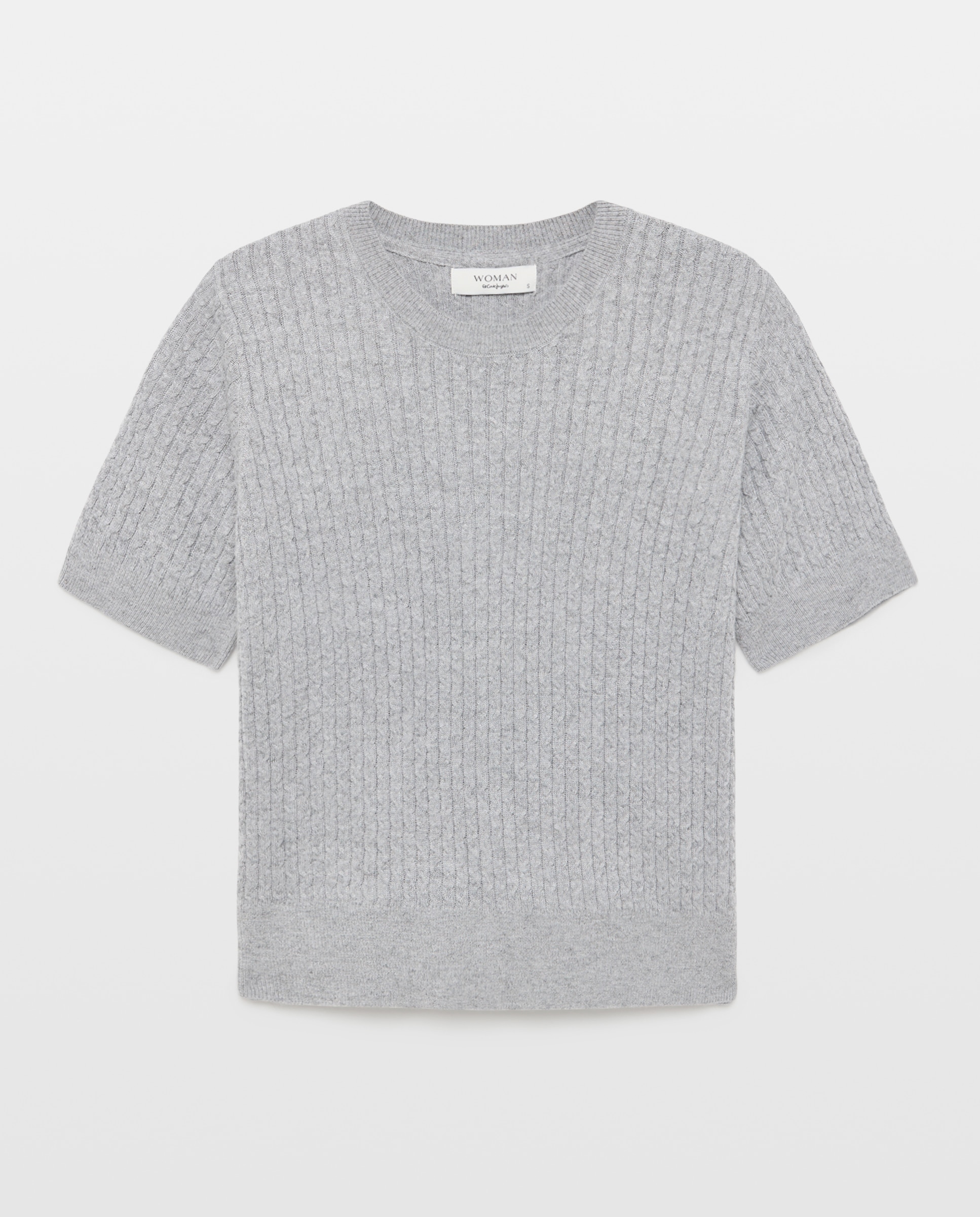 Jersey de mujer con manga corta y cuello caja - Woman El Corte Inglés - 820 Gris medio 820 Gris medio-4