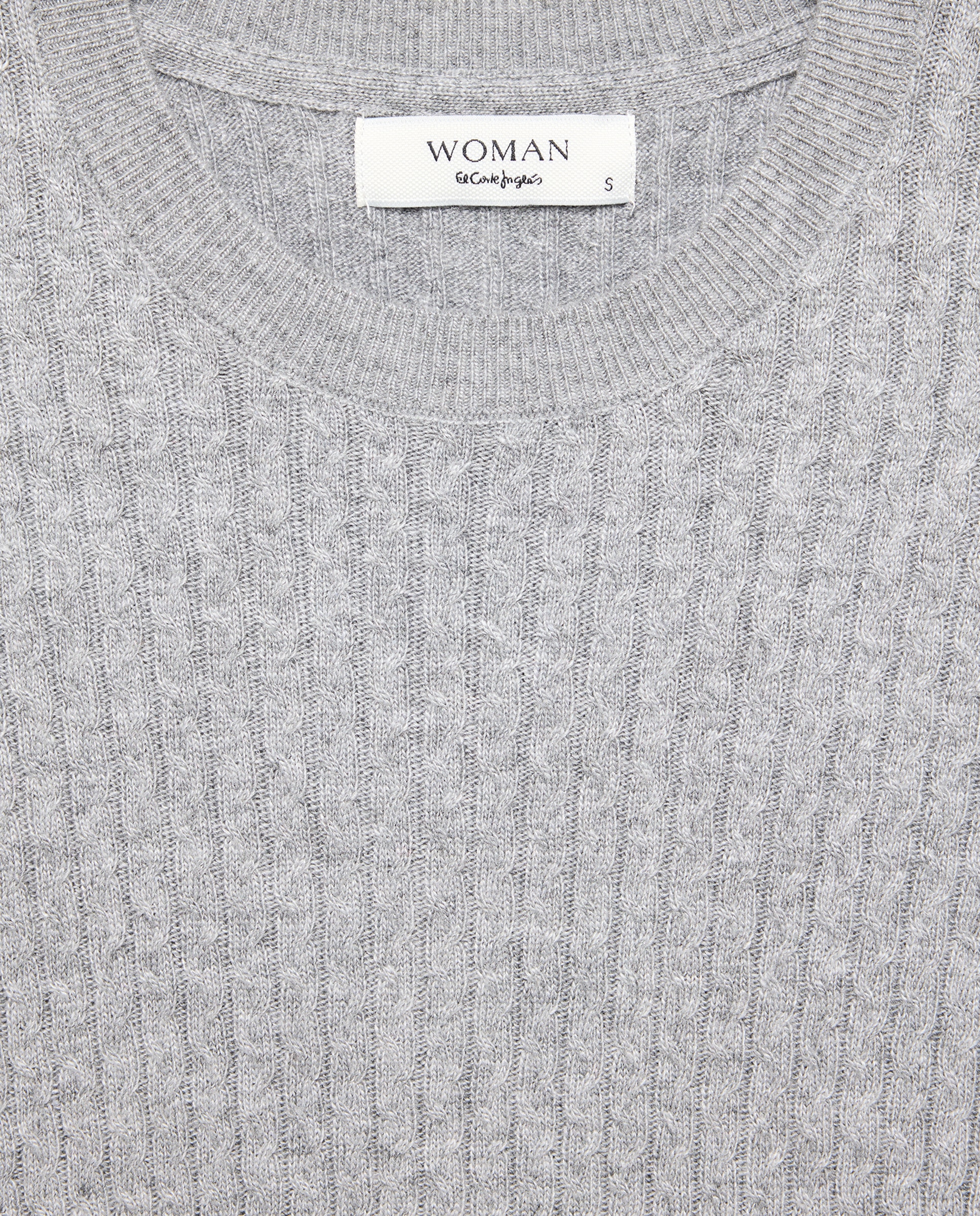 Jersey de mujer con manga corta y cuello caja - Woman El Corte Inglés - 820 Gris medio 820 Gris medio-5