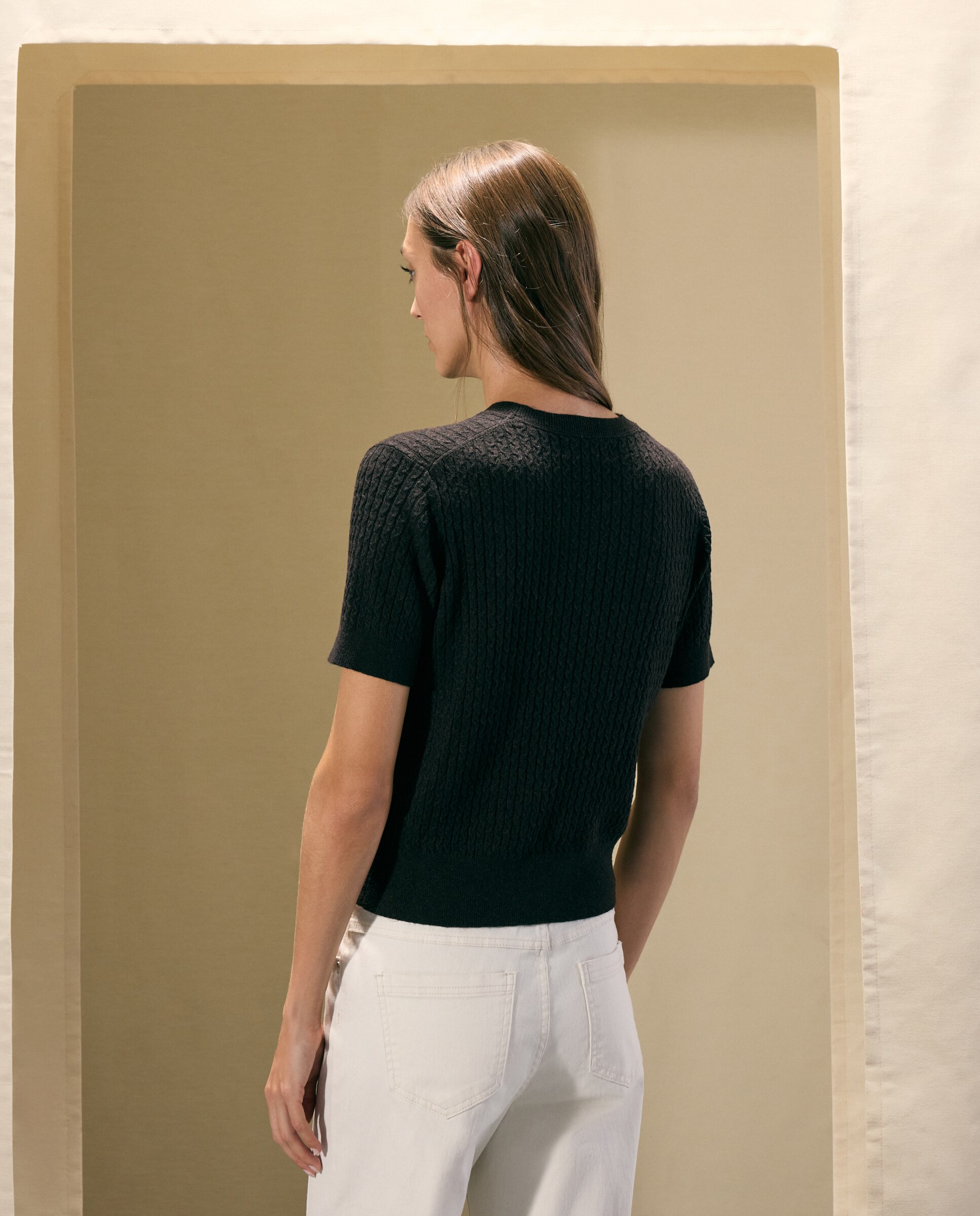 Jersey de mujer con manga corta y cuello caja - Woman El Corte Inglés - Marrón Marrón-2