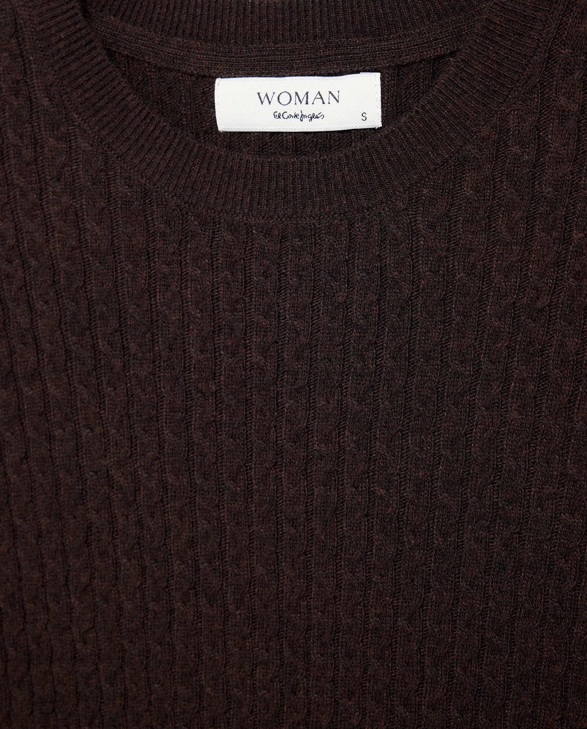 Jersey de mujer con manga corta y cuello caja - Woman El Corte Inglés - Marrón Marrón-5