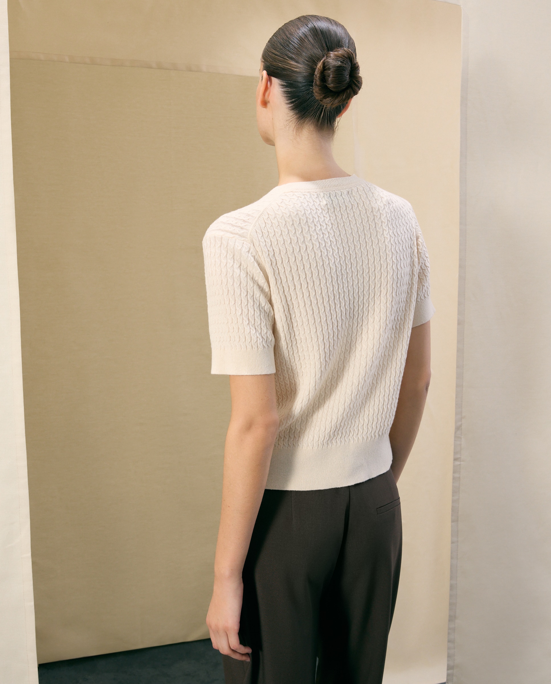 Jersey de mujer con manga corta y cuello caja - Woman El Corte Inglés - 120 Crudo 120 Crudo-3