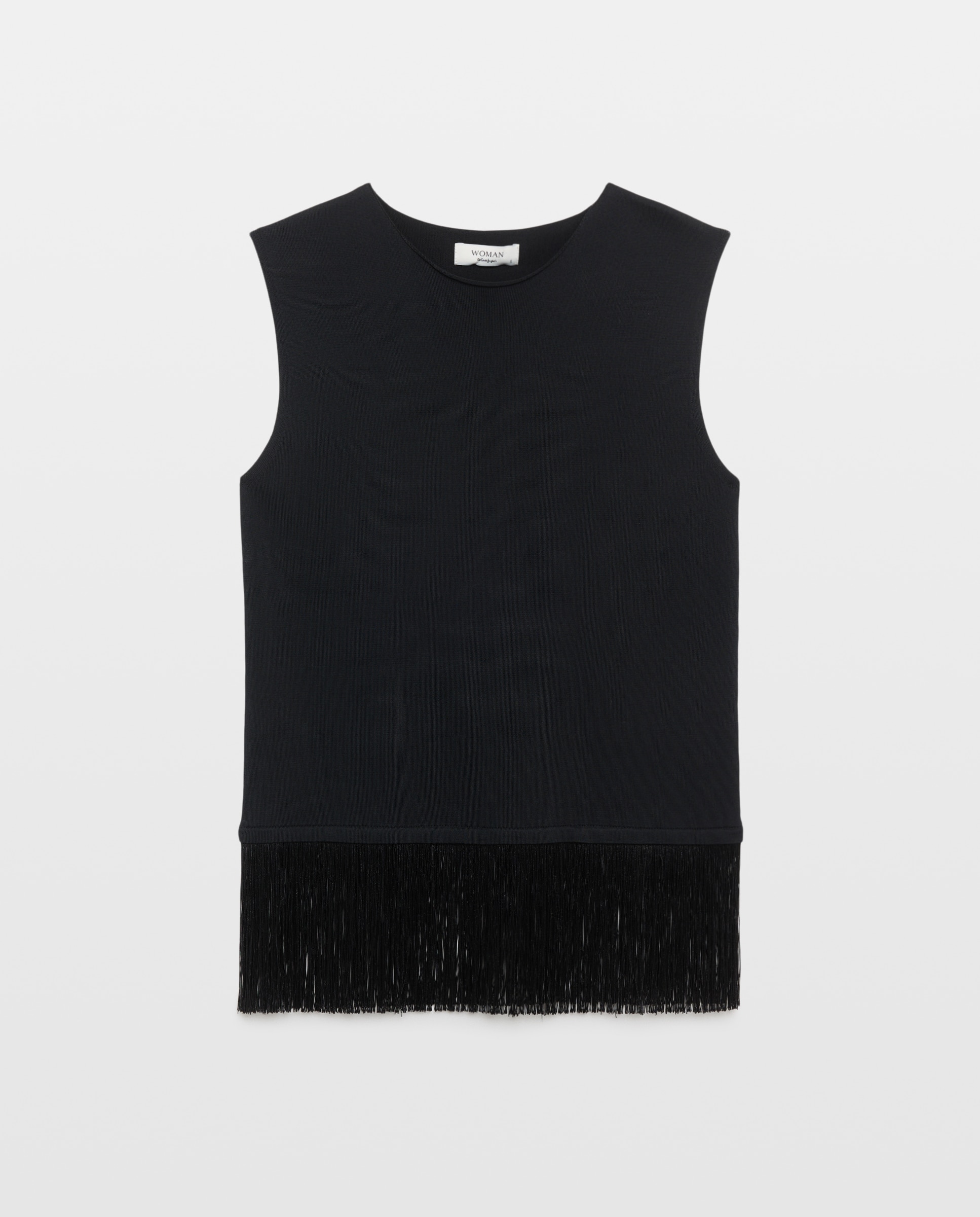 Jersey largo de mujer sin mangas y con flecos - Woman El Corte Inglés - 820 Gris medio 820 Gris medio-4