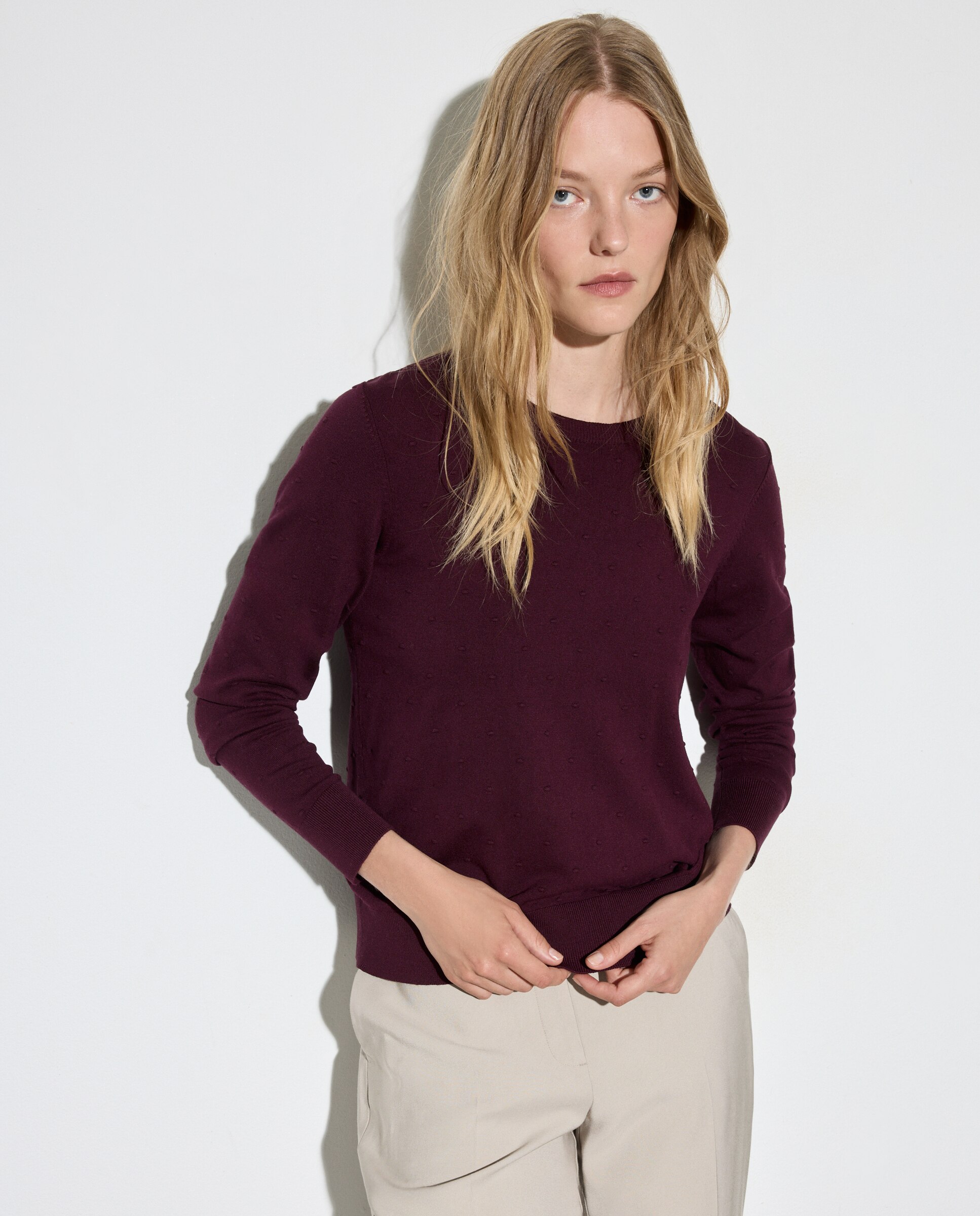 Camisola de Malha com Fantasia de Plumetti 291 Beringela-4