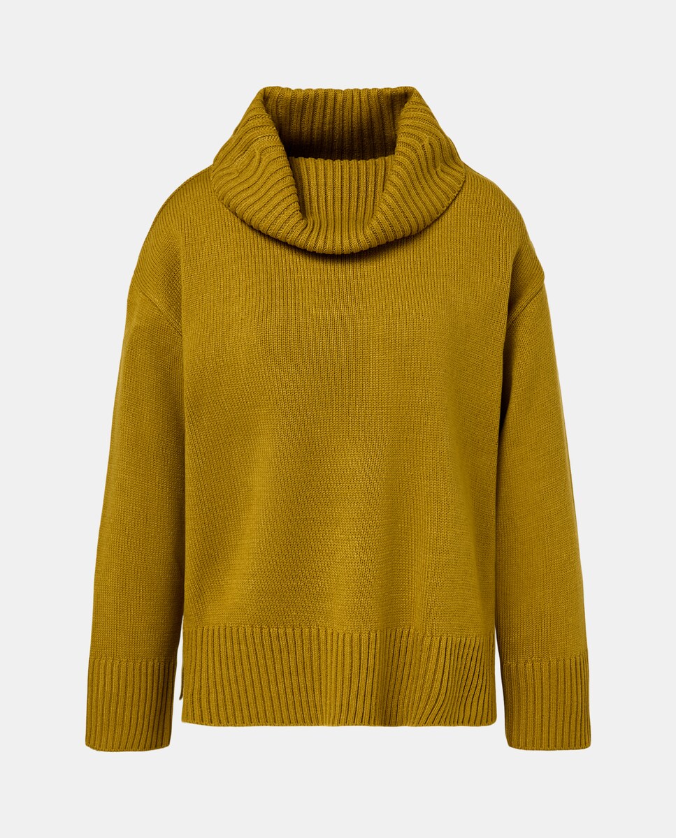 Camisola de Malha Grossa com Gola Cisne 560 Azeitona-5