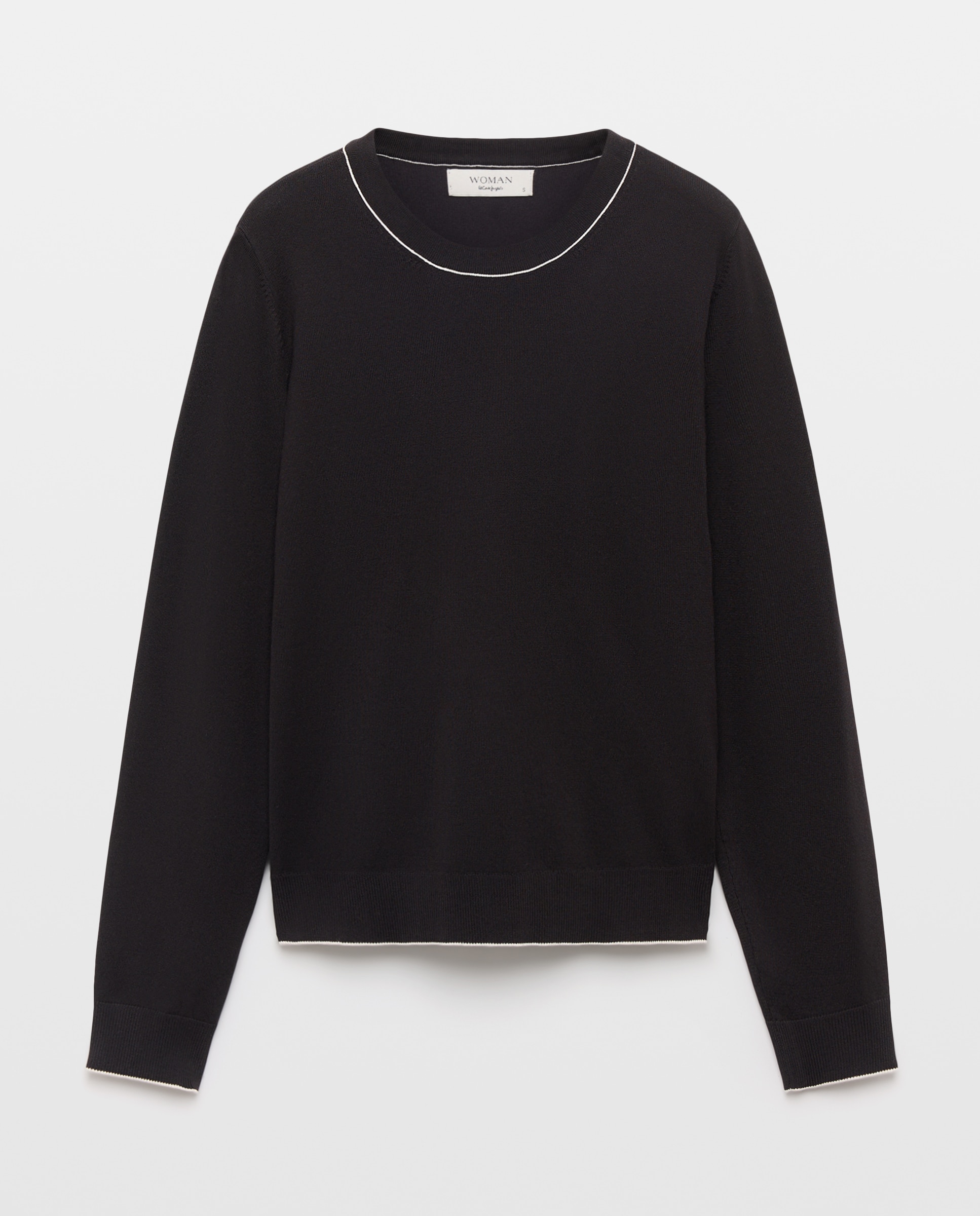 Suéter cuello caja con vivo y botón lacado de mujer - Woman El Corte Inglés - Negro Negro-4