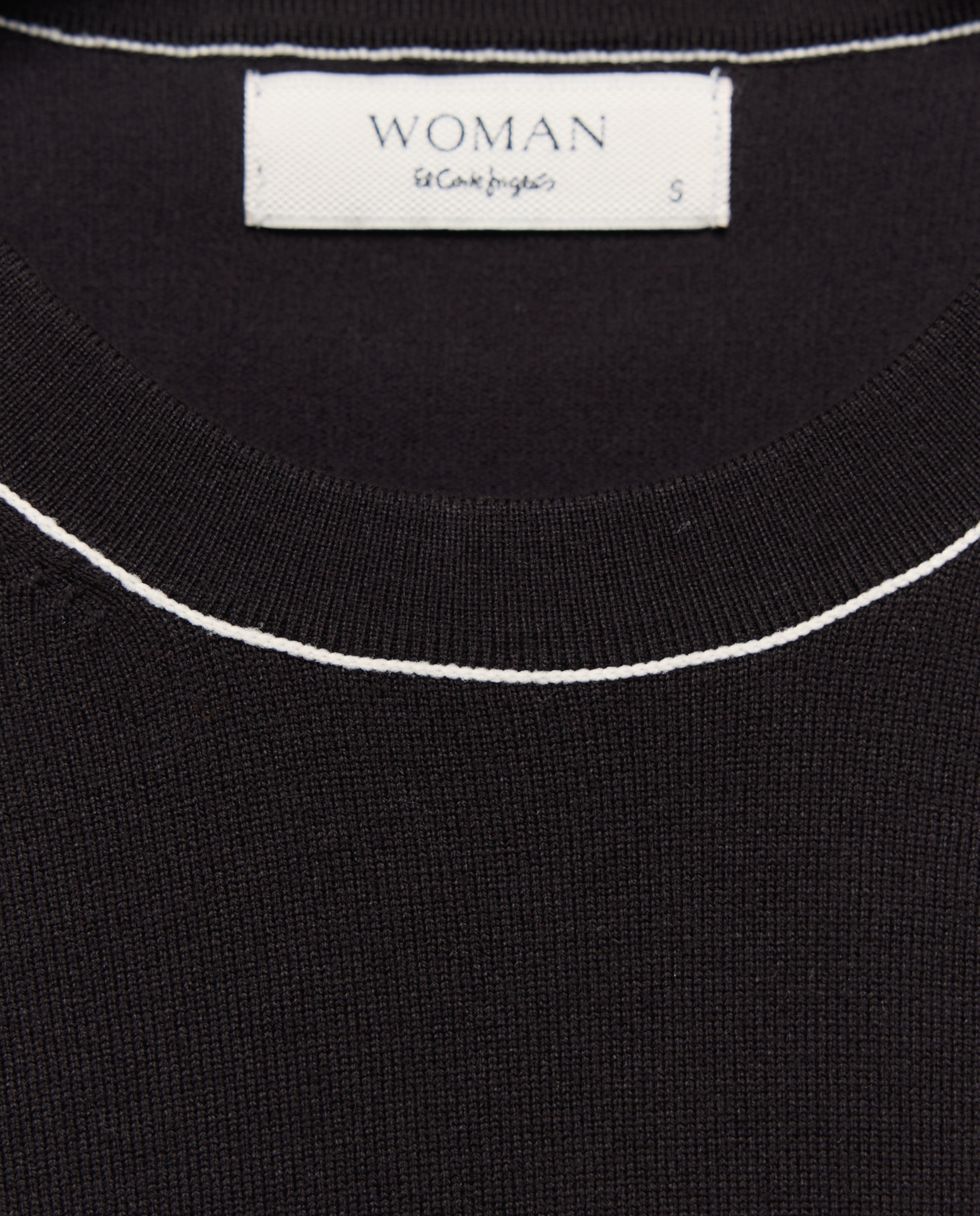 Suéter cuello caja con vivo y botón lacado de mujer - Woman El Corte Inglés - Negro Negro-5
