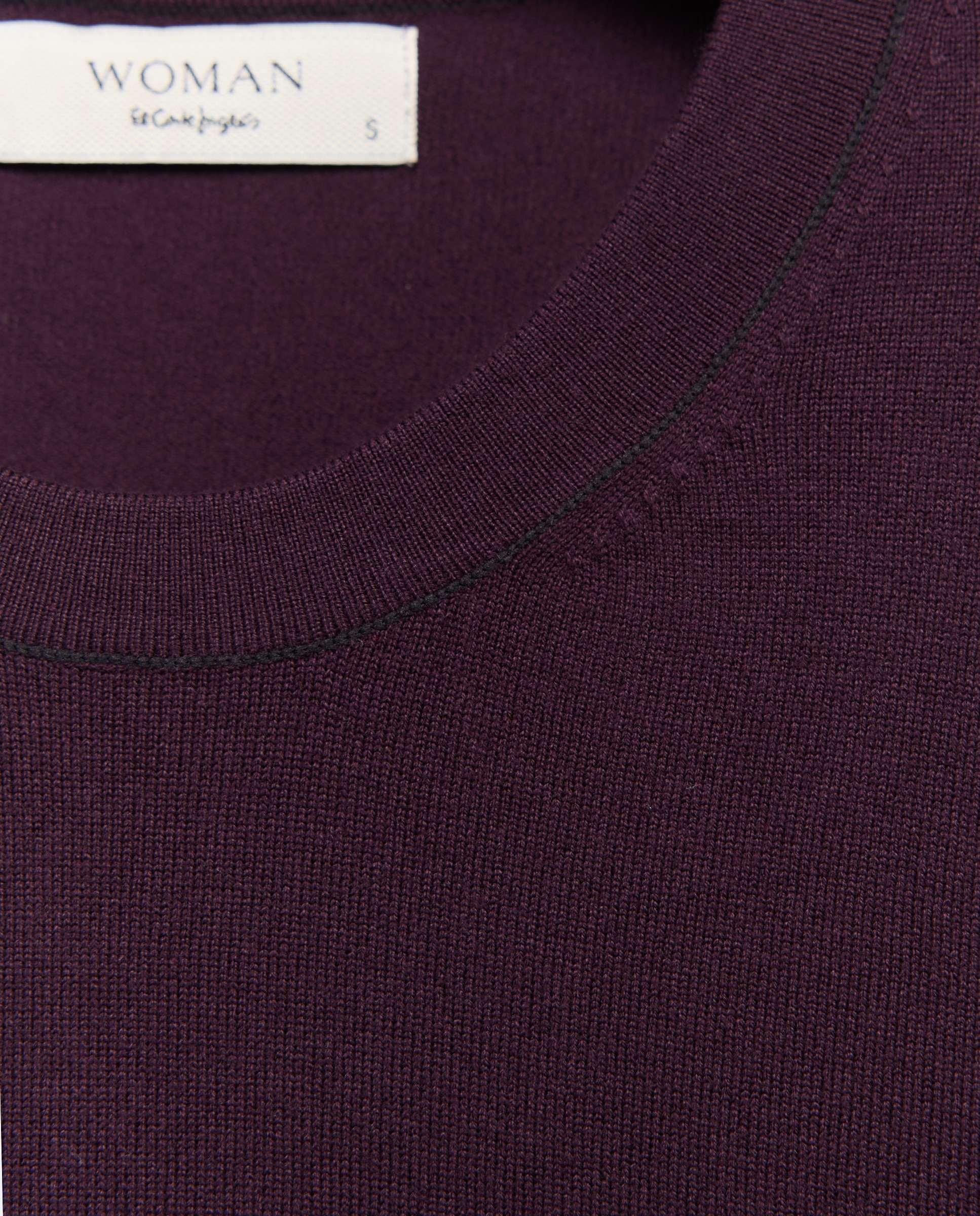 Suéter cuello de caja manga corta con vivo y botón lacado de mujer - Woman El Corte Inglés - Morado Morado-5