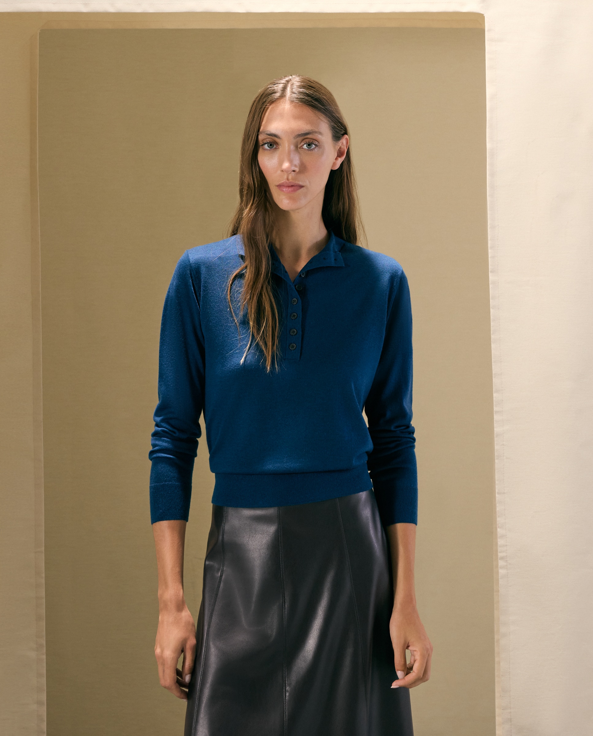 Chaqueta de punto de mujer con cuello chimenea - Woman El Corte Inglés - Azul marino Azul marino-1