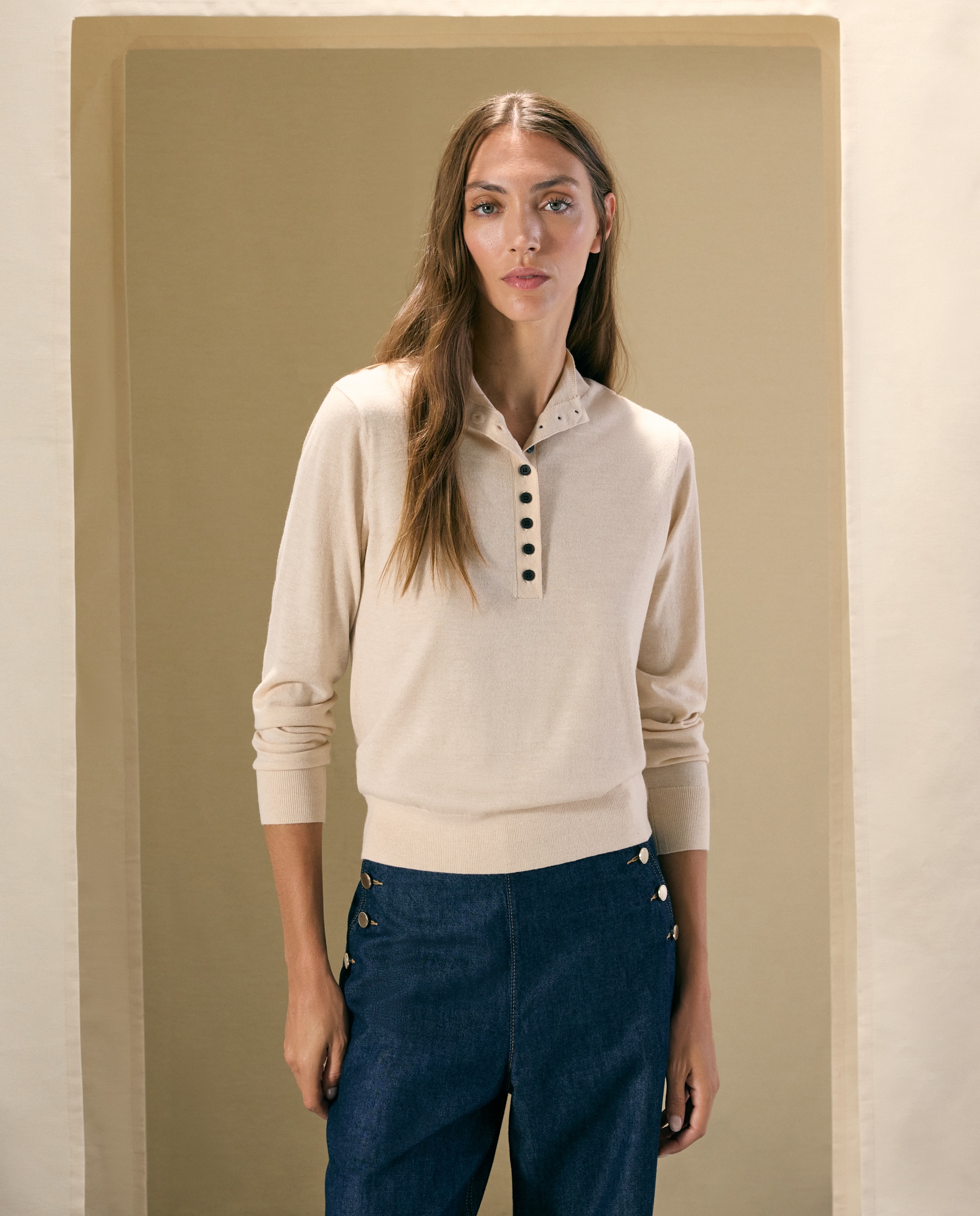 Chaqueta de punto de mujer con cuello chimenea - Woman El Corte Inglés - 120 Crudo 120 Crudo-2