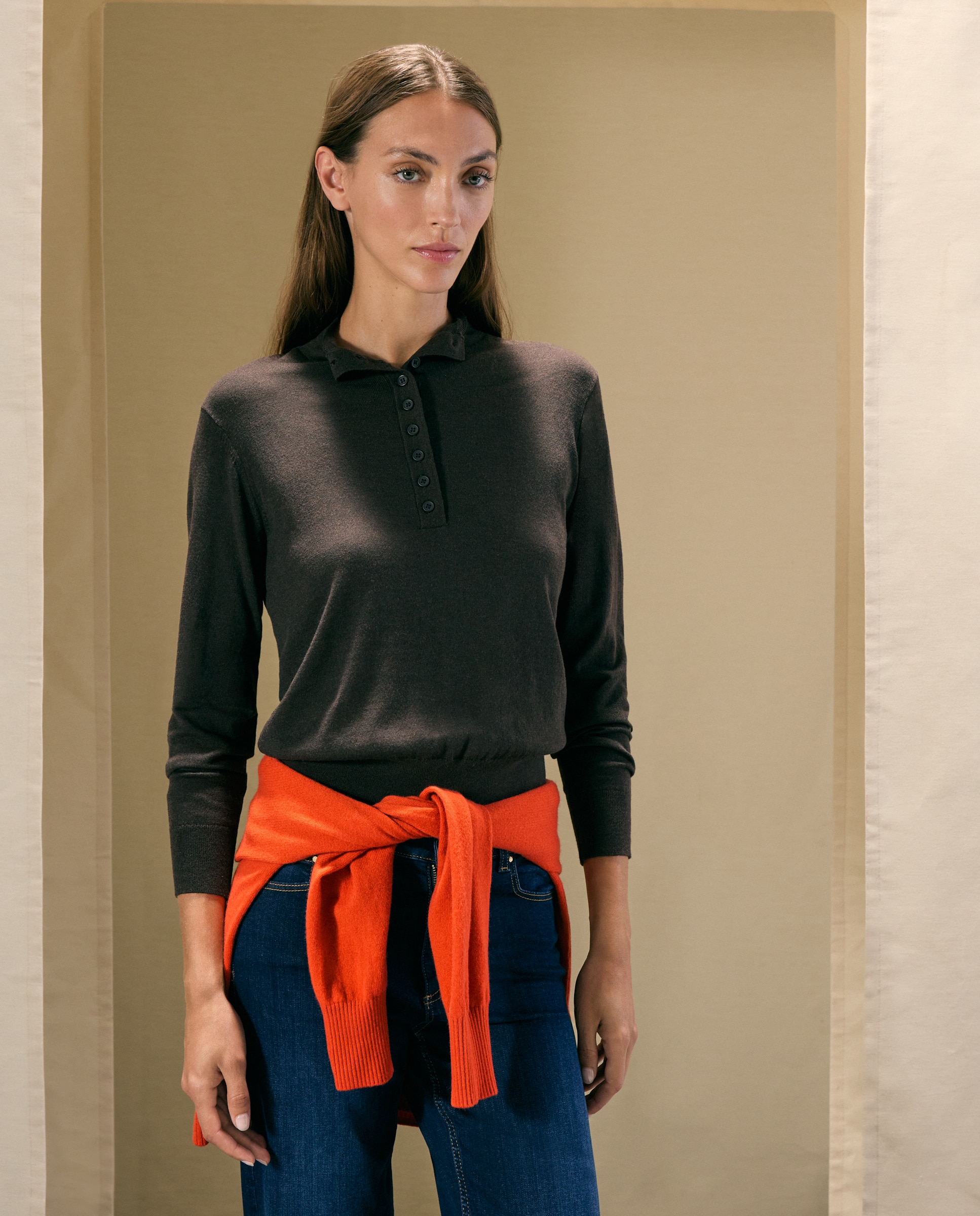 Chaqueta de punto de mujer con cuello chimenea - Woman El Corte Inglés - Marrón Marrón-2