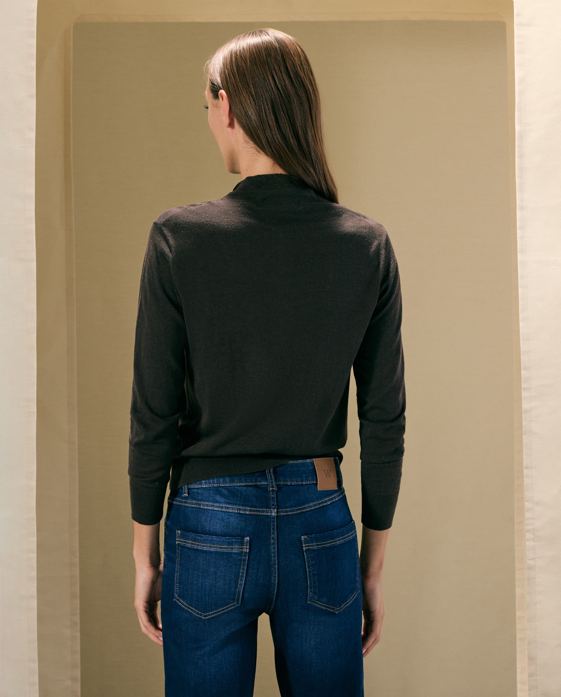 Chaqueta de punto de mujer con cuello chimenea - Woman El Corte Inglés - Marrón Marrón-4