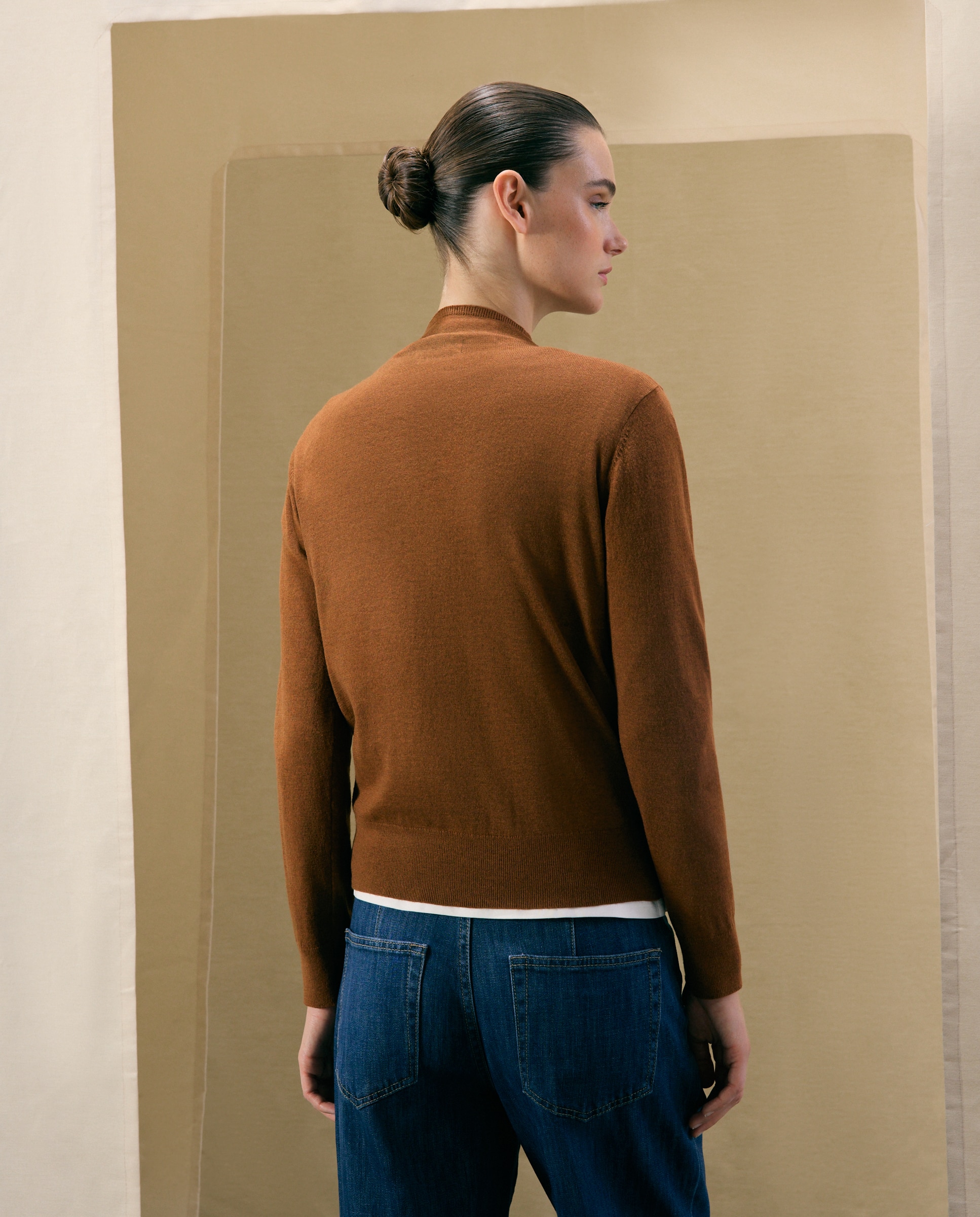 Chaqueta de punto de mujer con cuello chimenea - Woman El Corte Inglés - 740 Tabaco 740 Tabaco-3