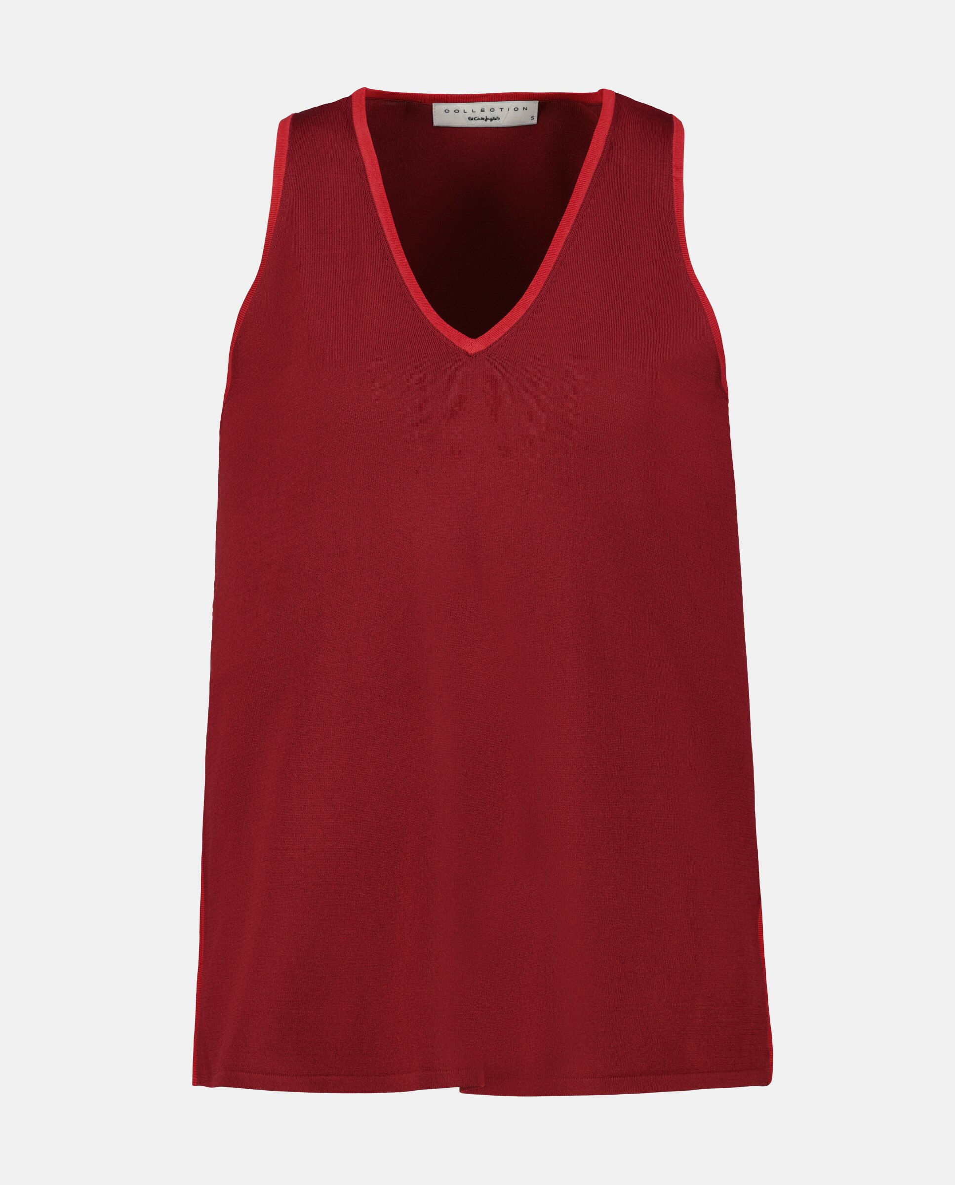 Camisola de malha sem mangas e com decote em bico Castanho-5