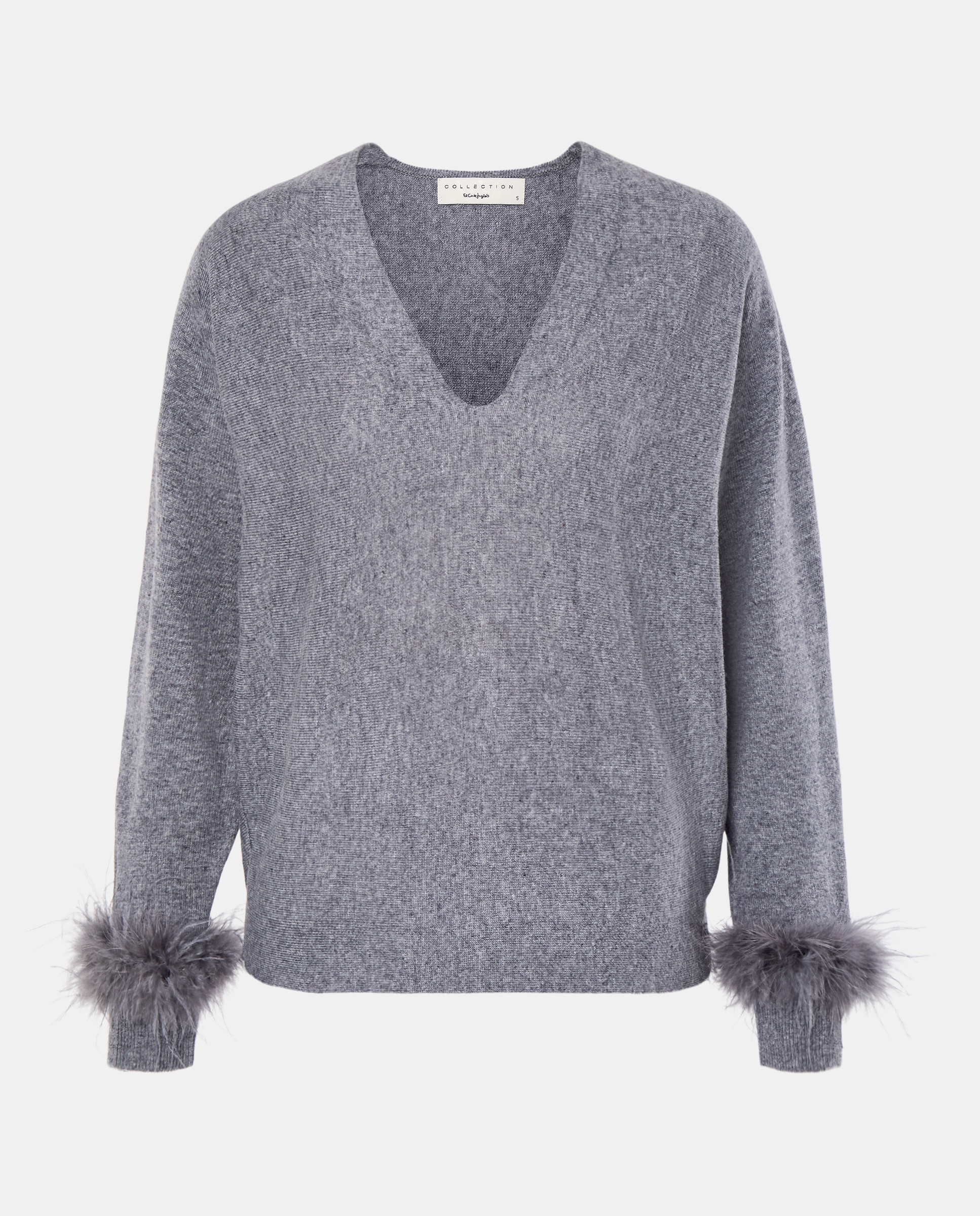 Camisola de Malha Lisa com Decote em Bico 530 Verde Escuro-5