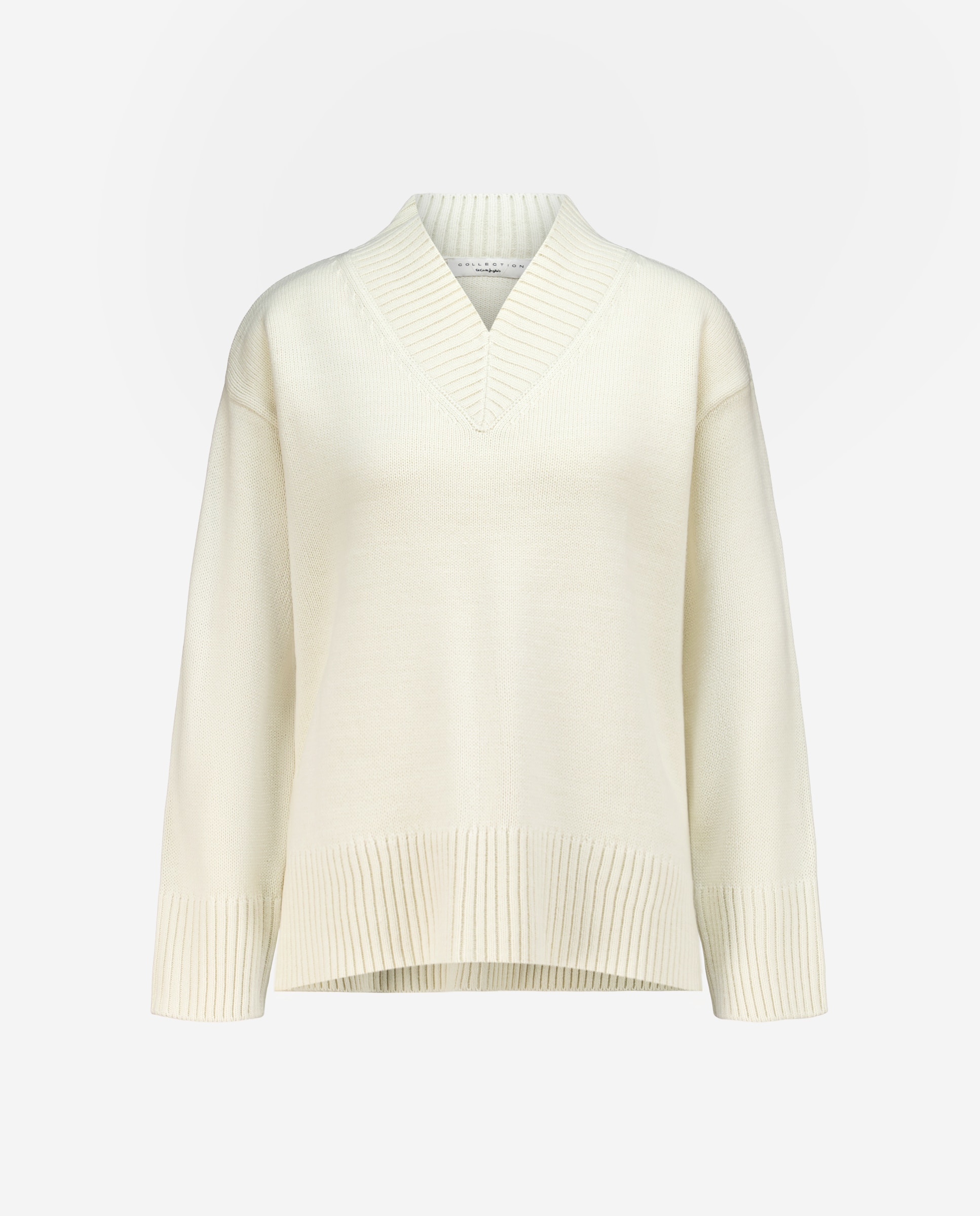 Camisola de Malha Grossa com Decote em Bico Fechado 120 Cru-5