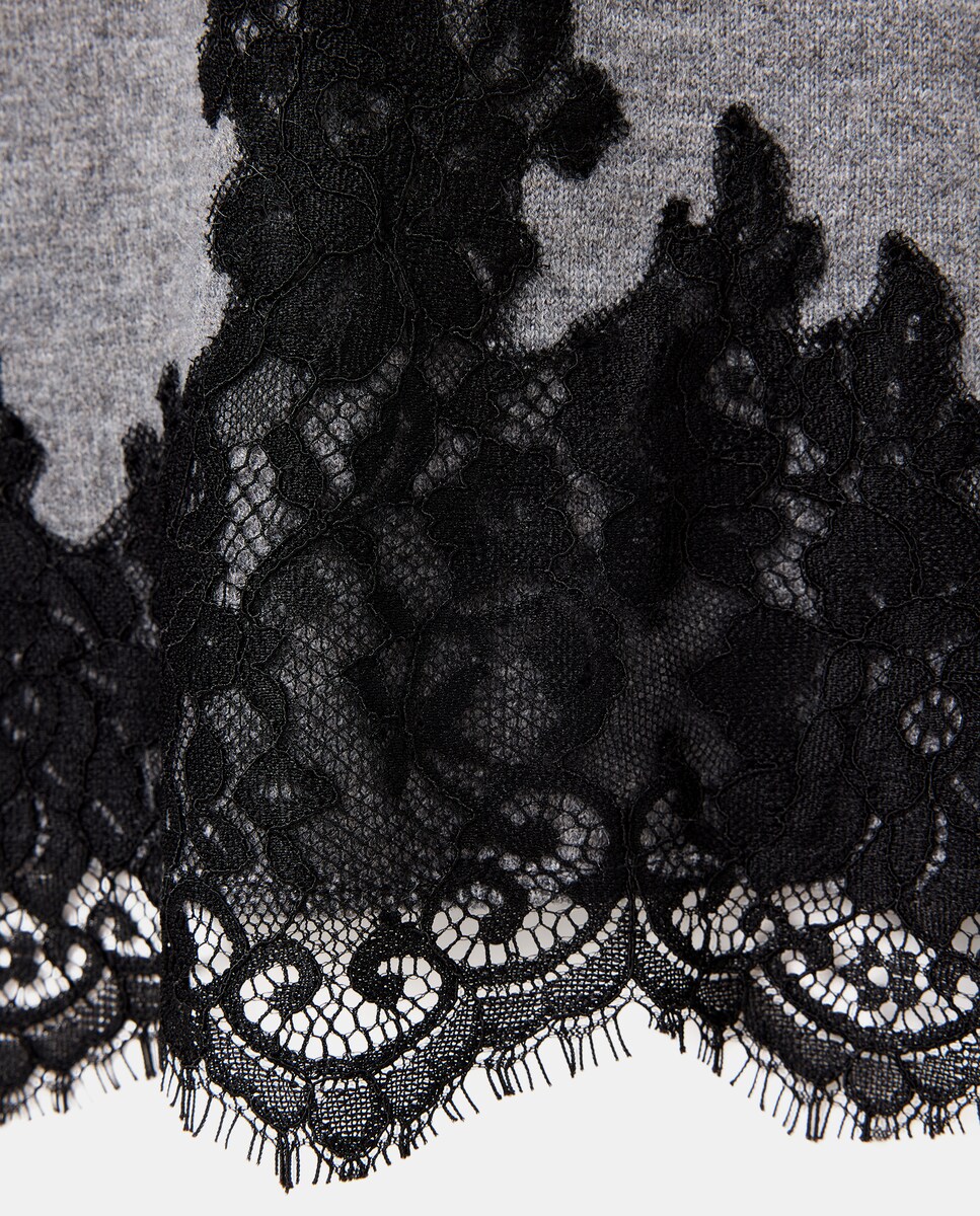 Camisola de Malha com Renda 820 Cinzento Médio-5