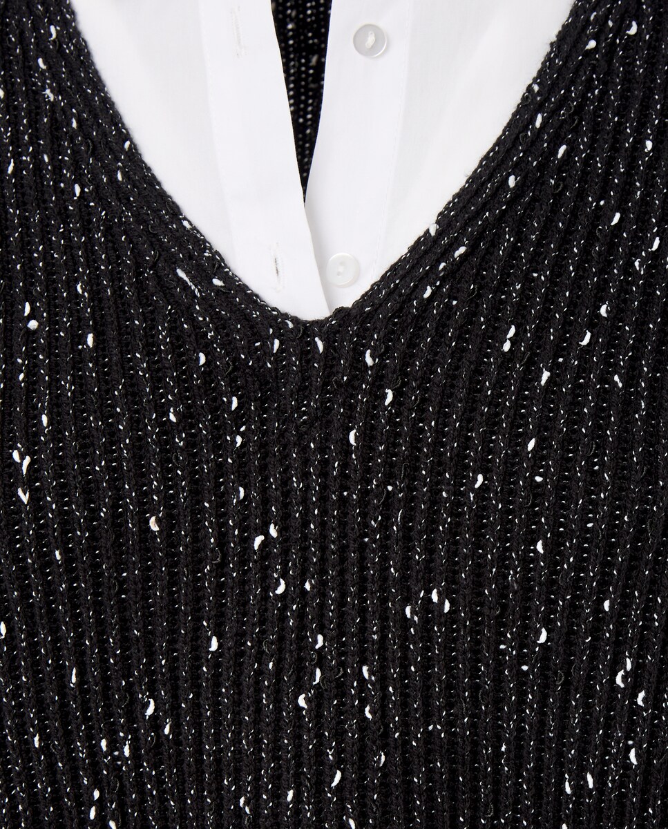 Camisola de Malha Combinada Preto-5