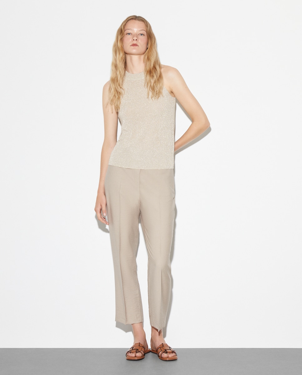 Camisola de Malha de Viscose sem Mangas Ouro-2