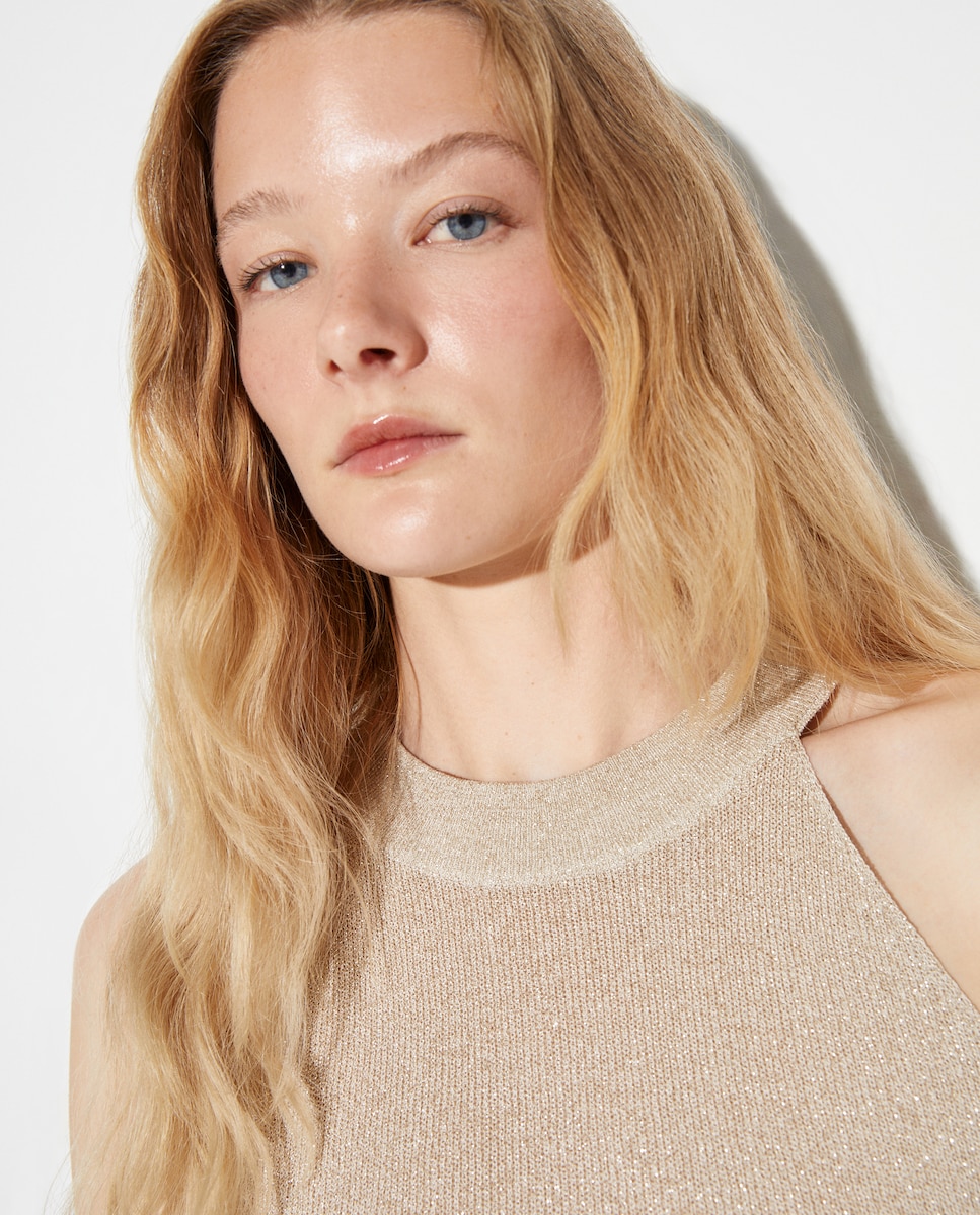 Camisola de Malha de Viscose sem Mangas Ouro-4