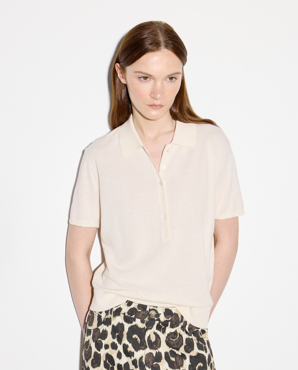 Polo Liso de Manga Curta 120 Cru-2