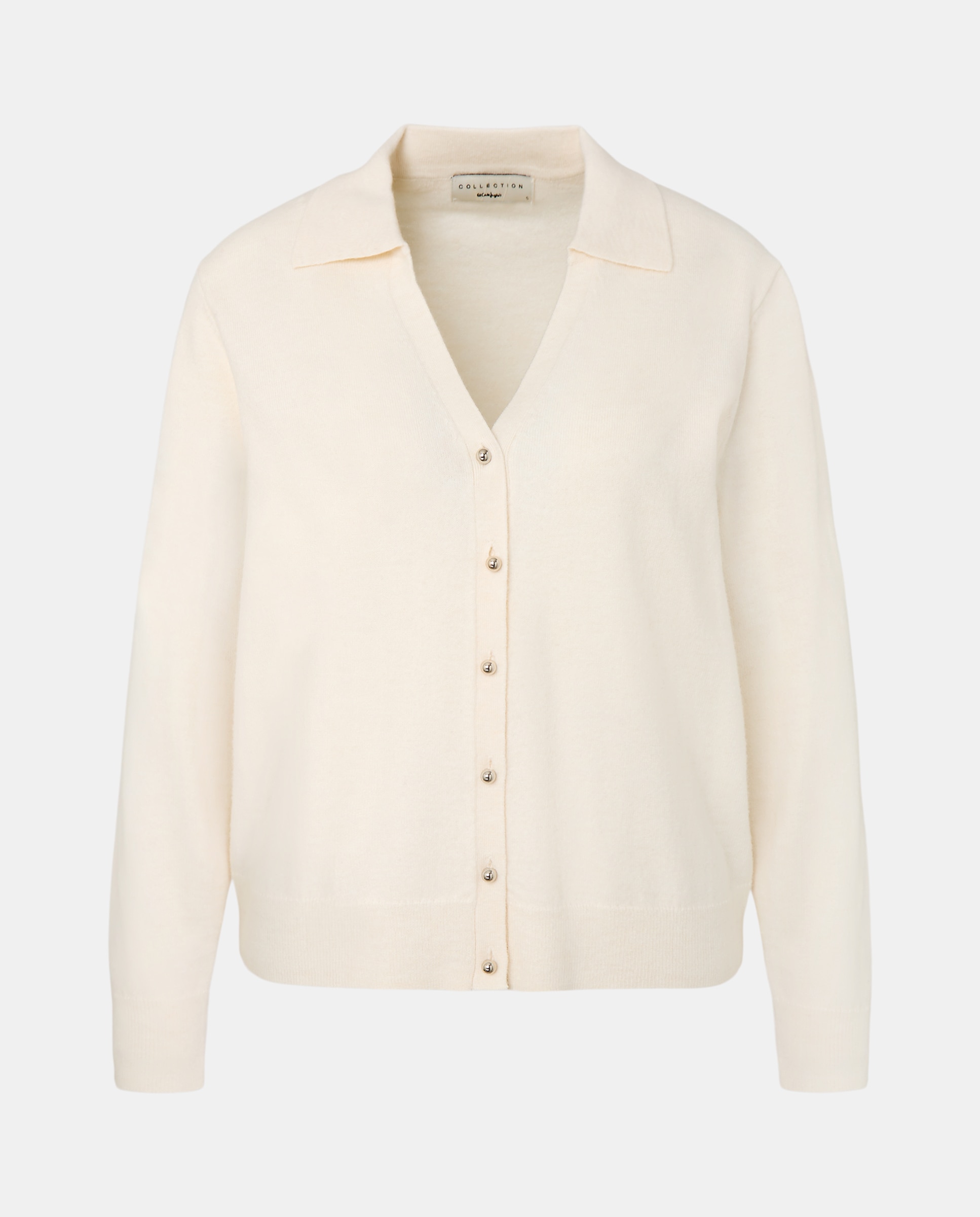 Camisola de Malha Cintada com Colarinho de Polo 120 Cru-6