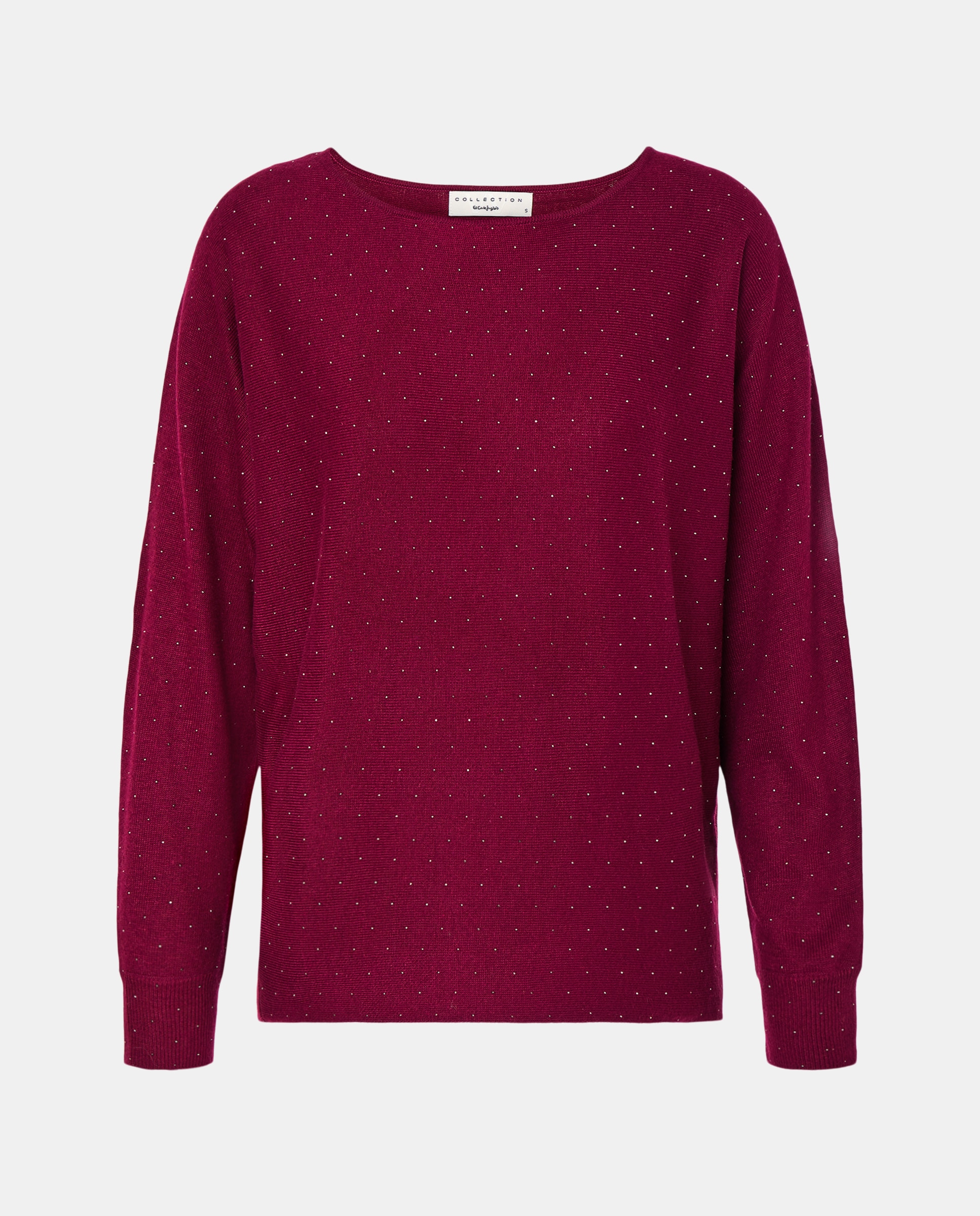 Camisola de Malha com Decote à Barco e Strass Buganvília-4