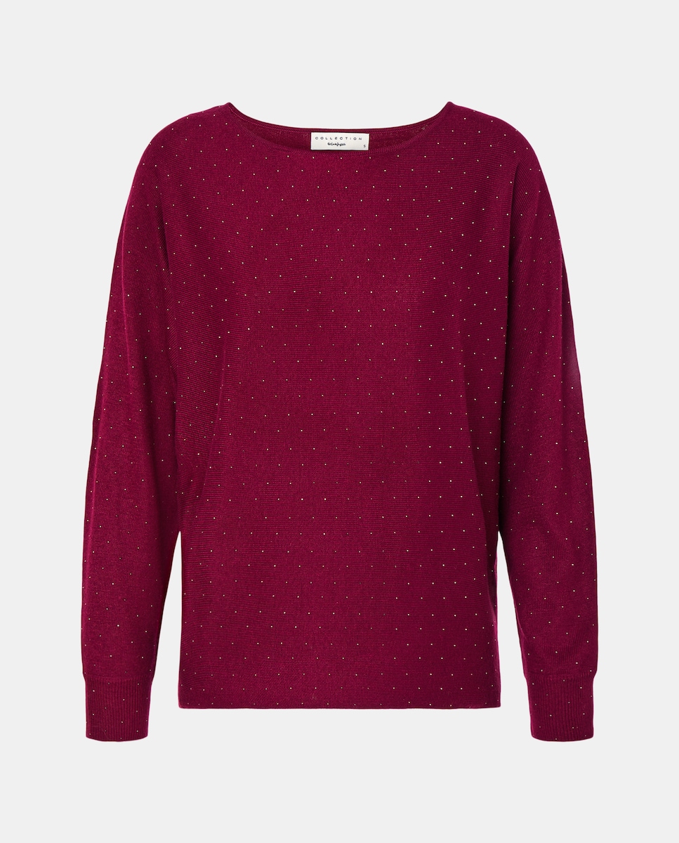 Camisola de Malha com Decote à Barco e Strass Buganvília-4