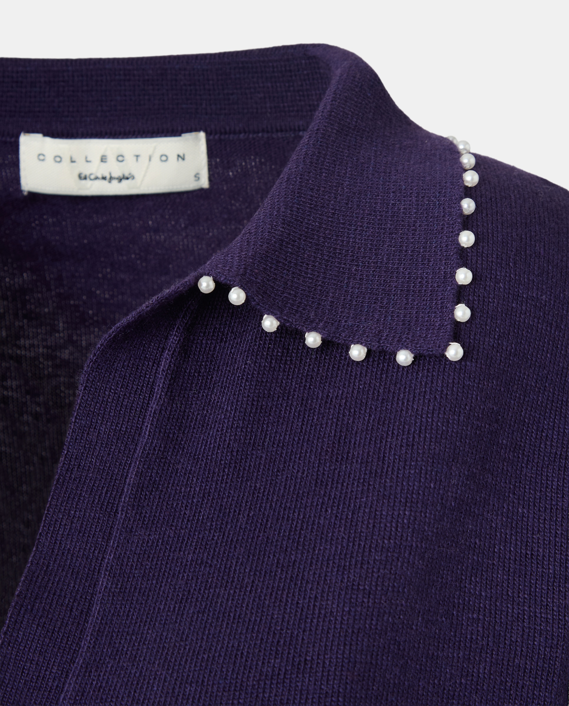 Camisola de Malha Estilo Polo com Botões de Pérolas Preto-5