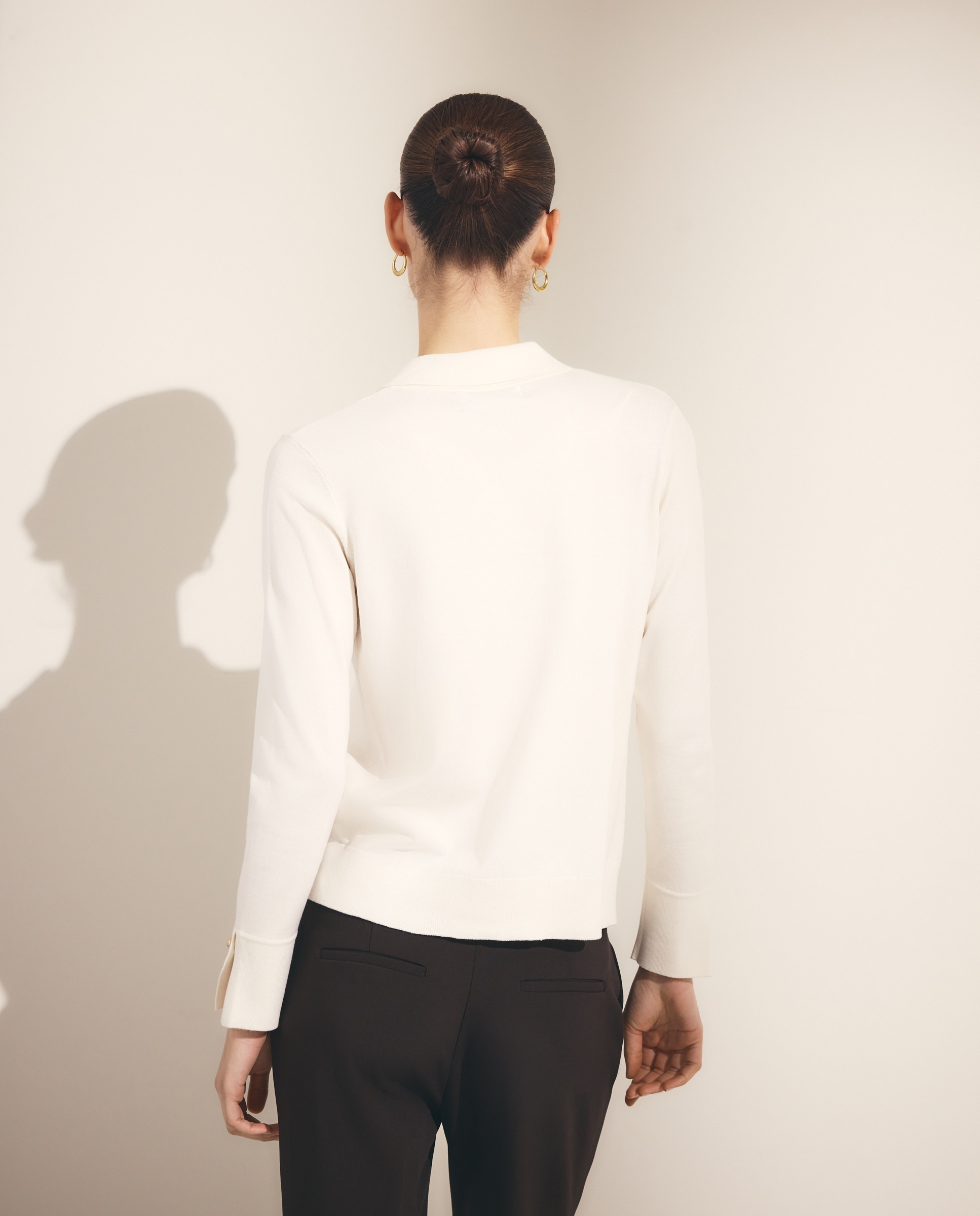 Camisola de Malha com Colarinho de Polo e Botões Grandes 120 Cru-3