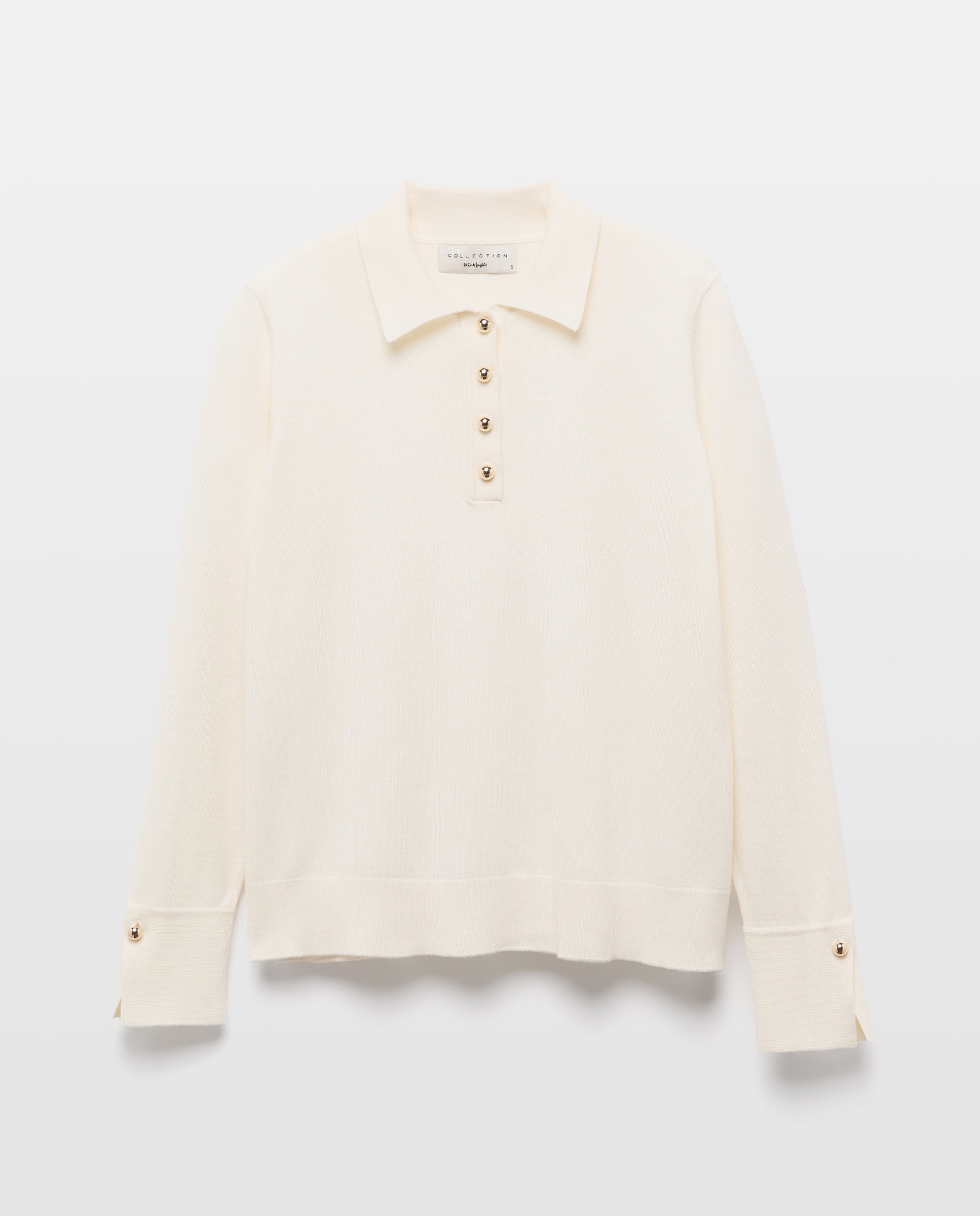 Camisola de Malha com Colarinho de Polo e Botões Grandes 120 Cru-5