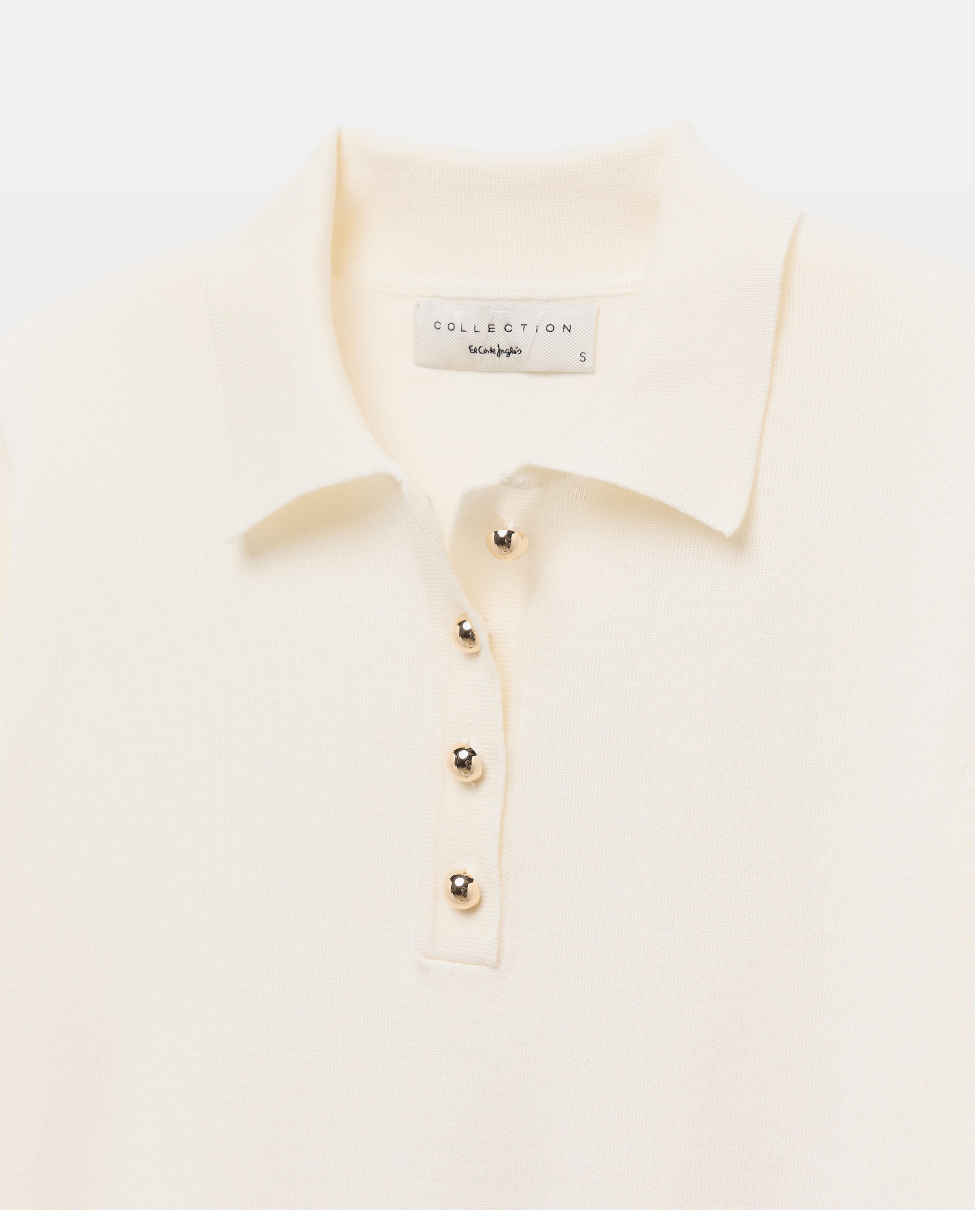 Camisola de Malha com Colarinho de Polo e Botões Grandes 120 Cru-6
