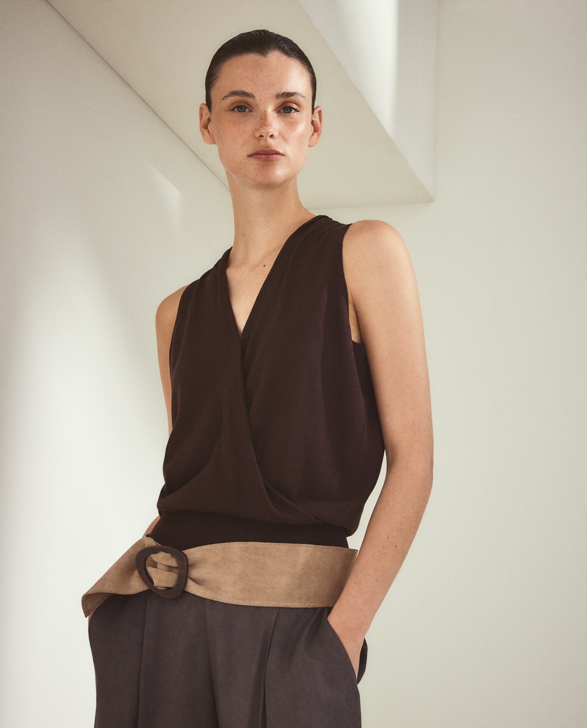 Jersey liso sin mangasd de mujer - Woman El Corte Inglés - Marrón Marrón-1