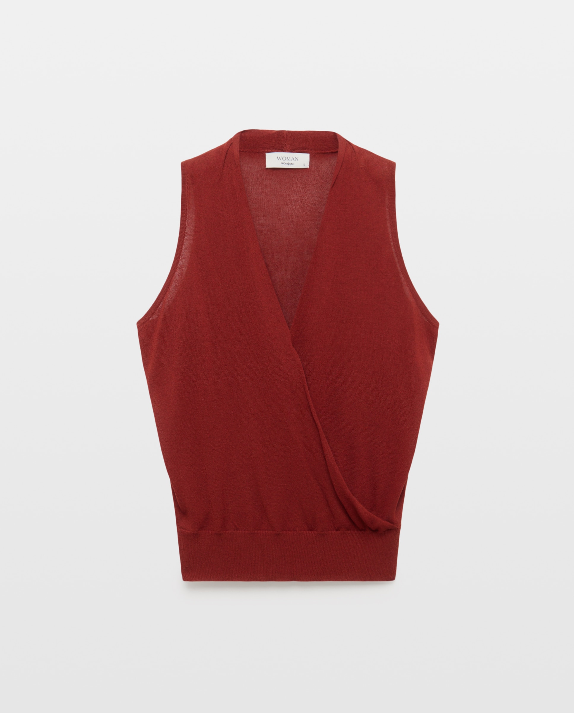 Camisola de Malha Lisa sem Mangas Açafrão-4