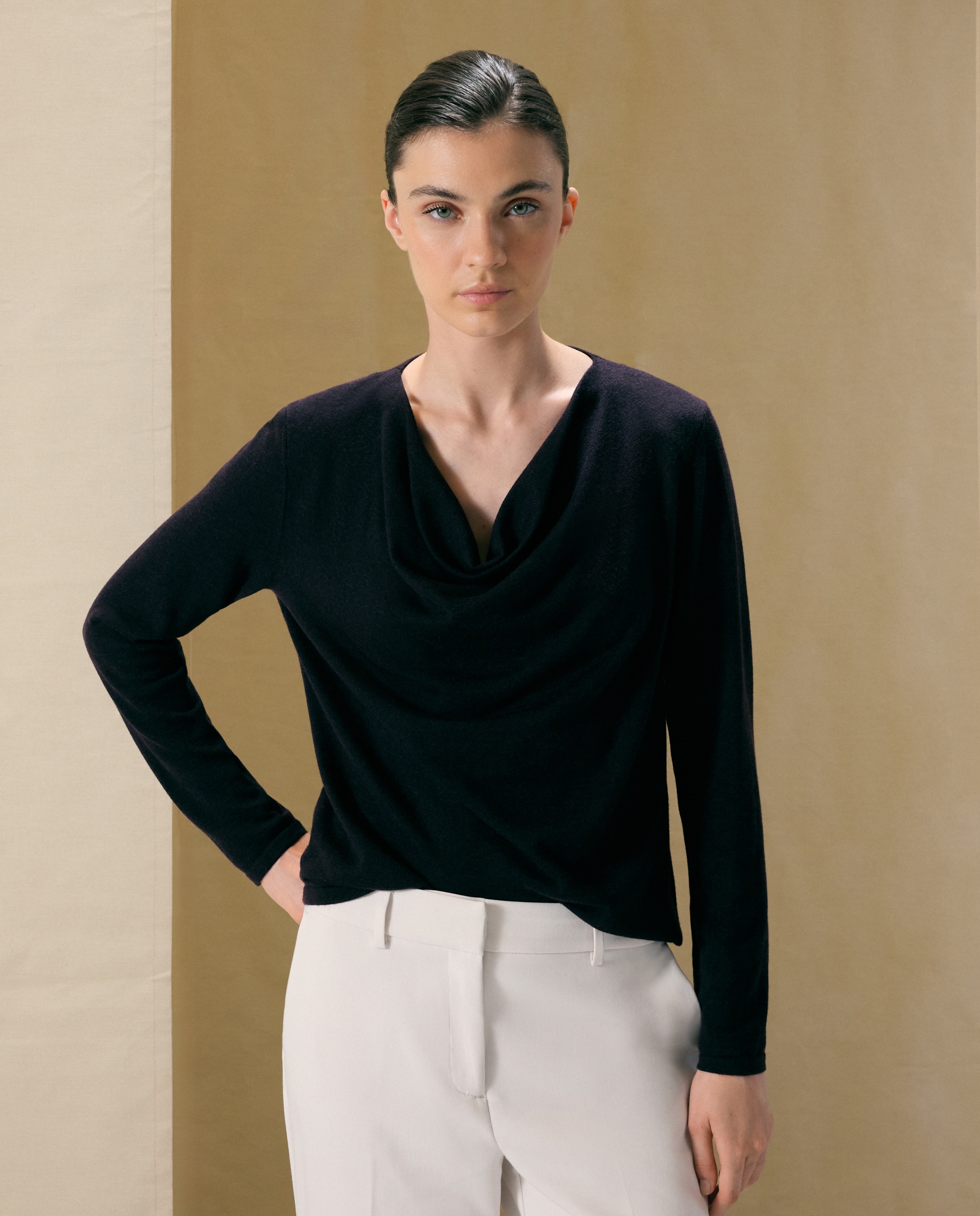Jersey de mujer con escote drapeado - Woman El Corte Inglés - Morado Morado-1
