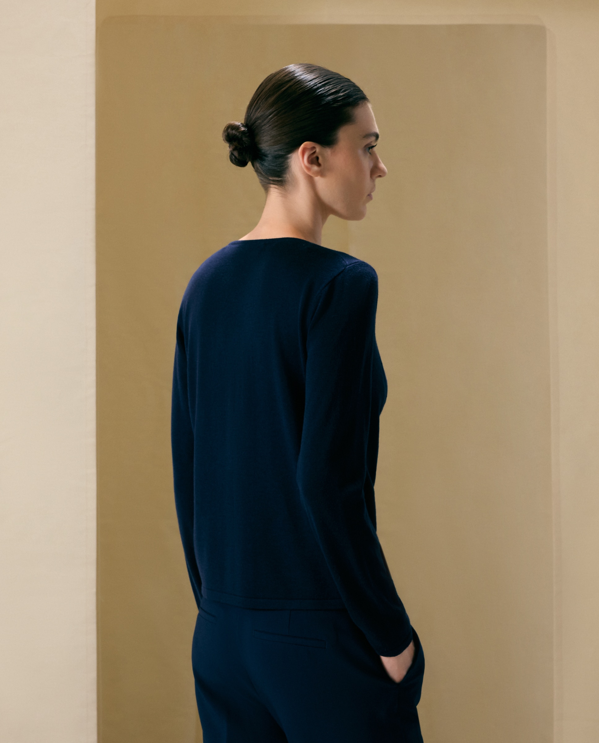 Jersey de mujer con escote drapeado - Woman El Corte Inglés - Azul marino Azul marino-3