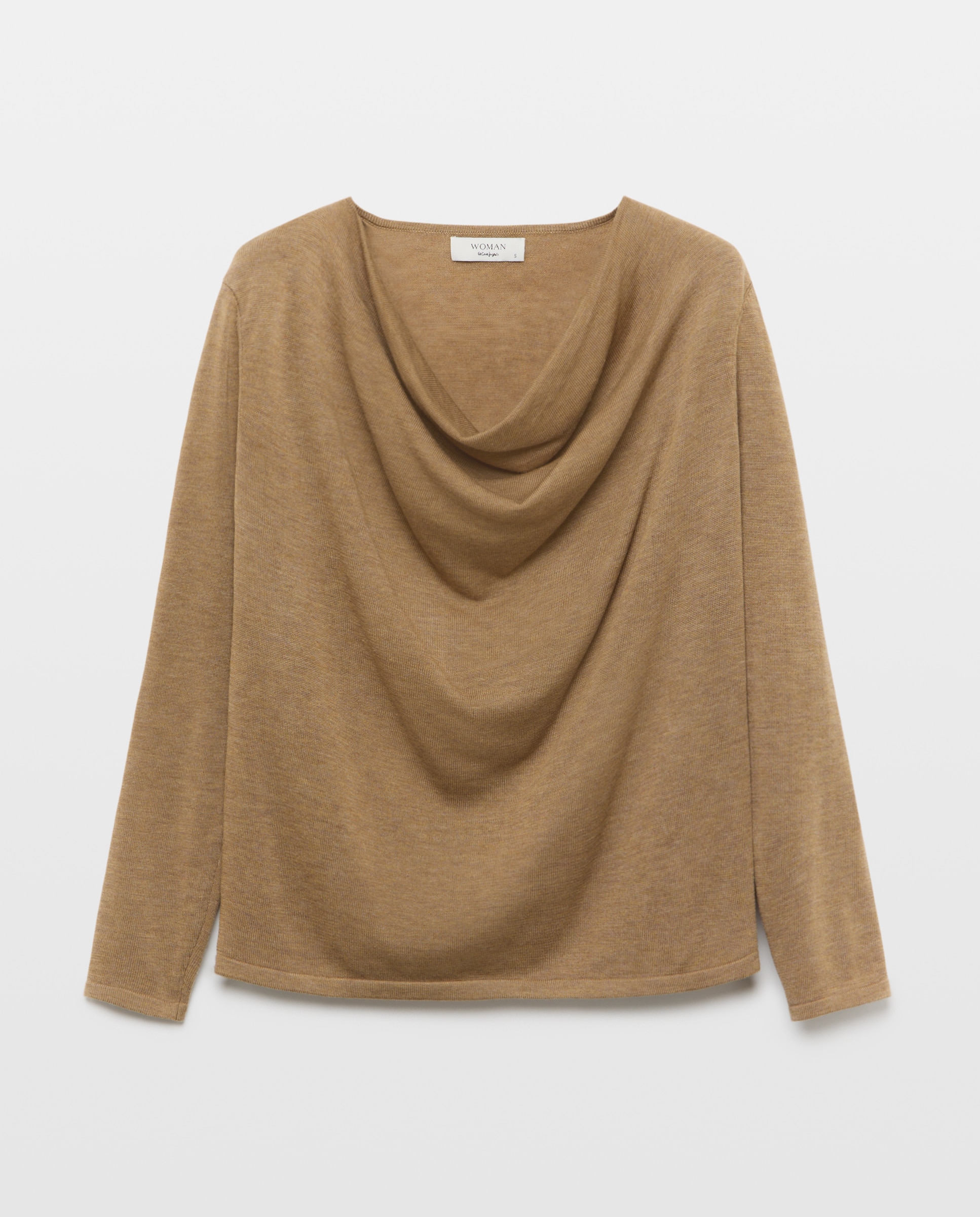 Jersey de mujer con escote drapeado - Woman El Corte Inglés - Tostado Tostado-4