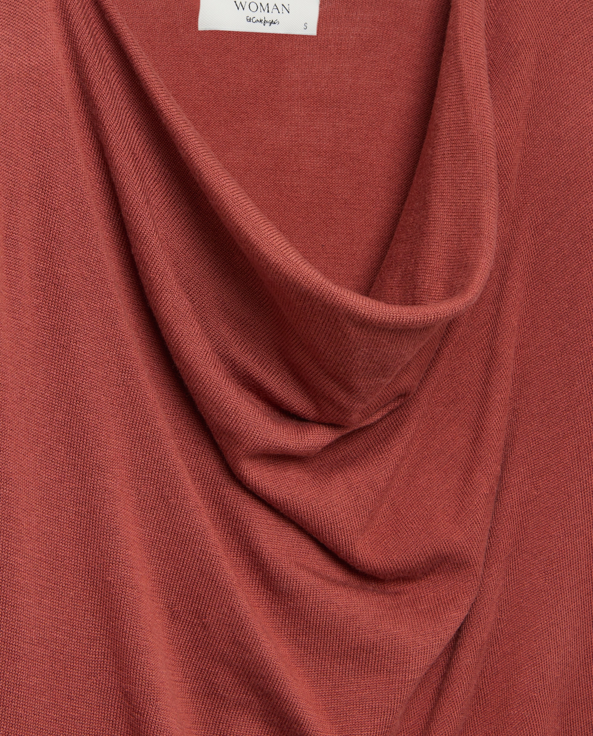 Camisola de Malha com Decote Drapeado 770 Terracota-5