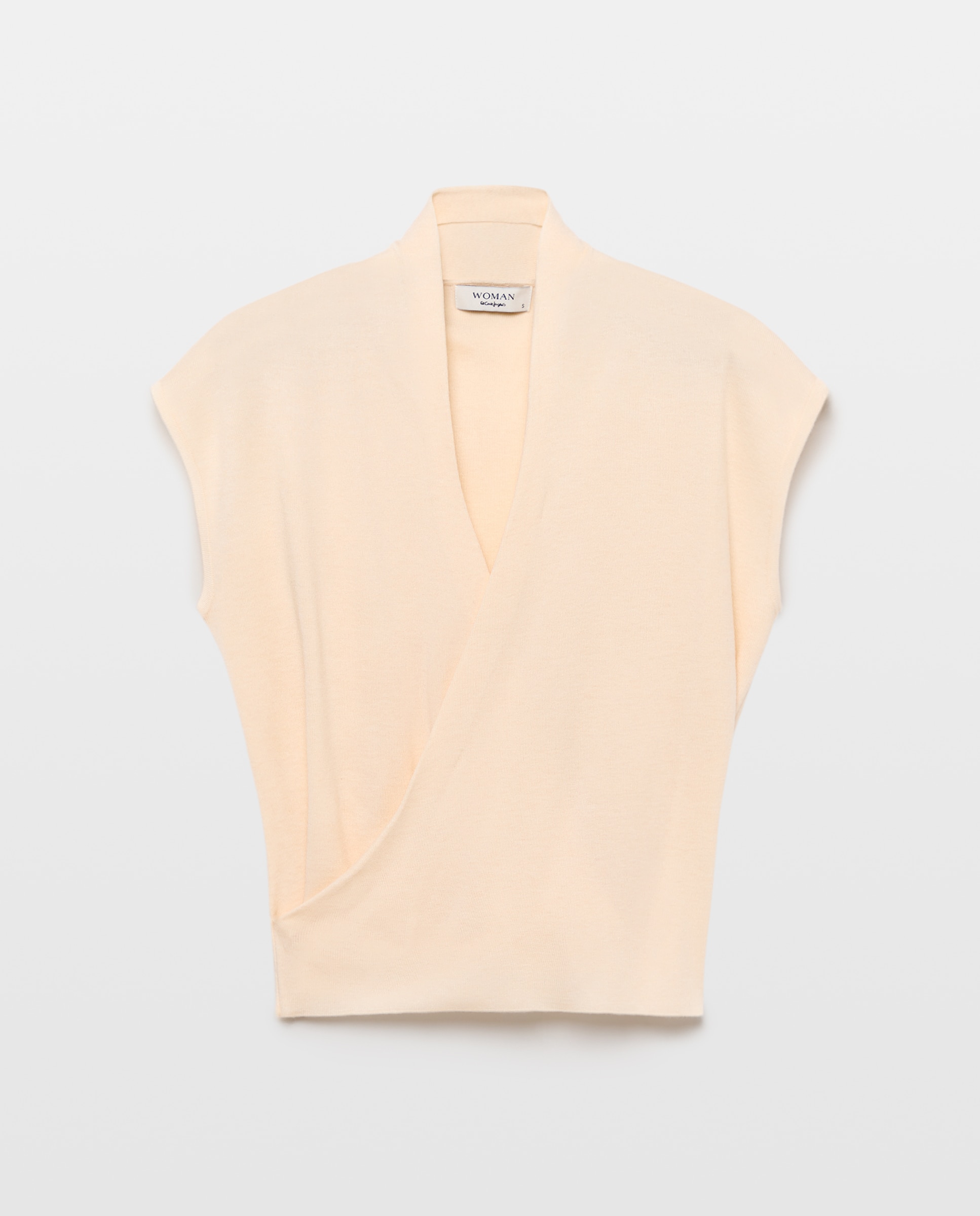 Camisola de Malha sem Mangas Drapeada 120 Cru-4