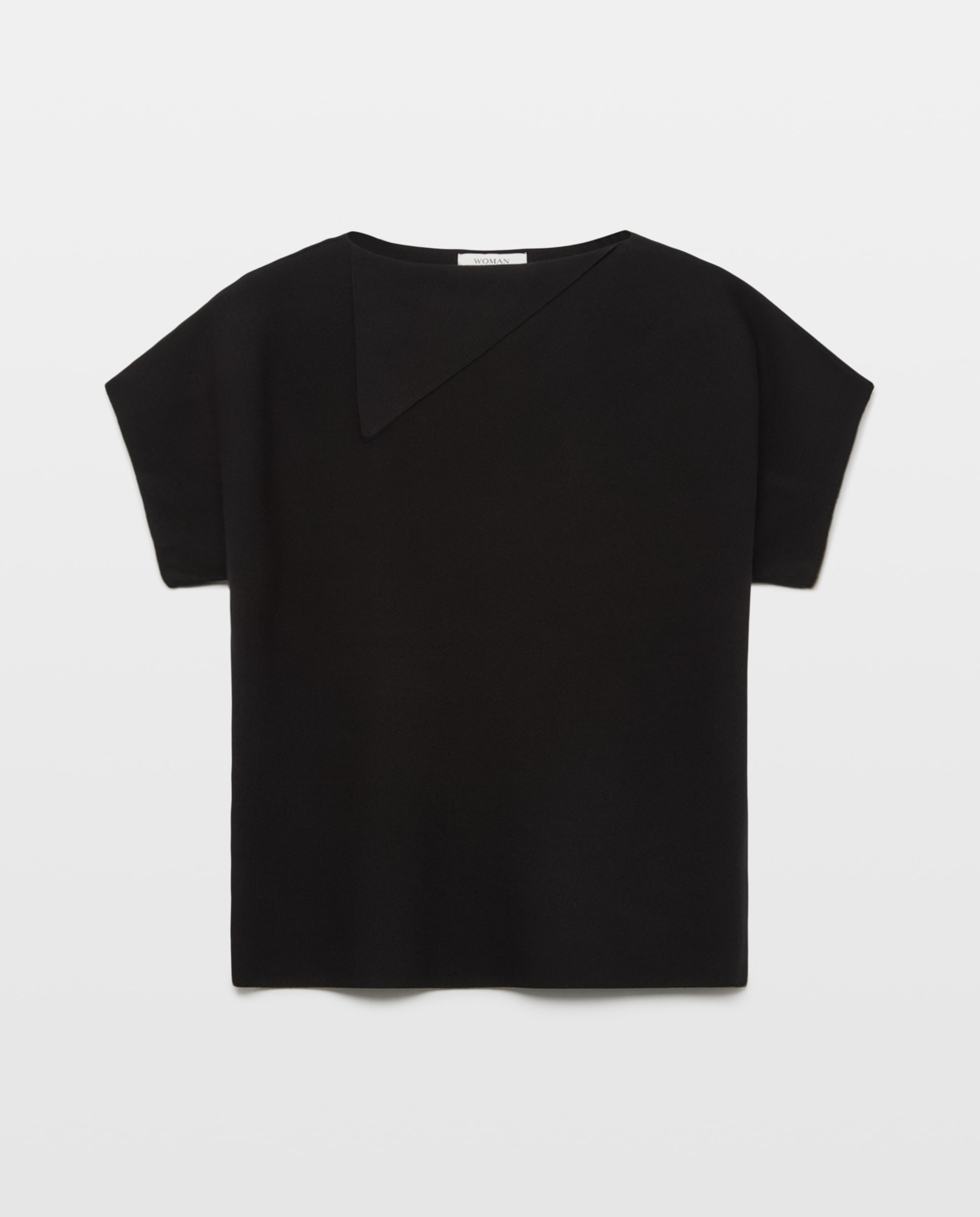 Camisola com Manga Curta e Colarinho de Polo Preto-4
