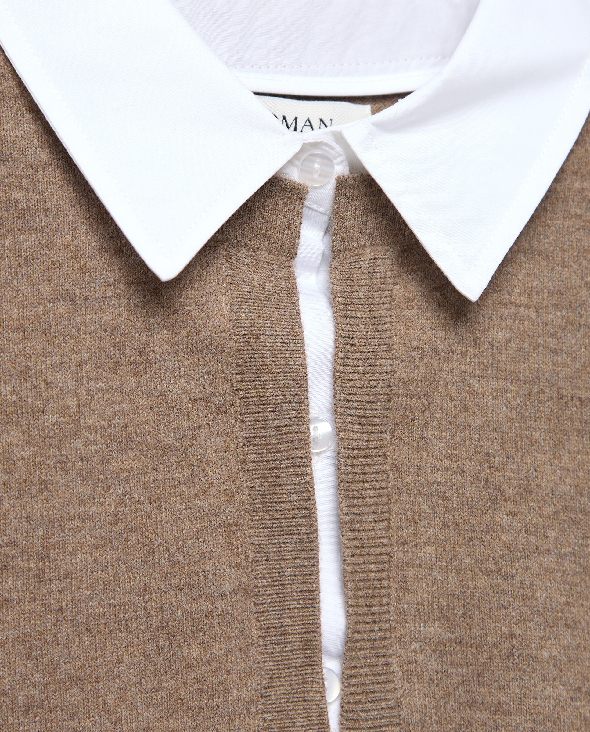 Camisola de Malha com Colarinho de Polo e Manga Comprida Castanho-6