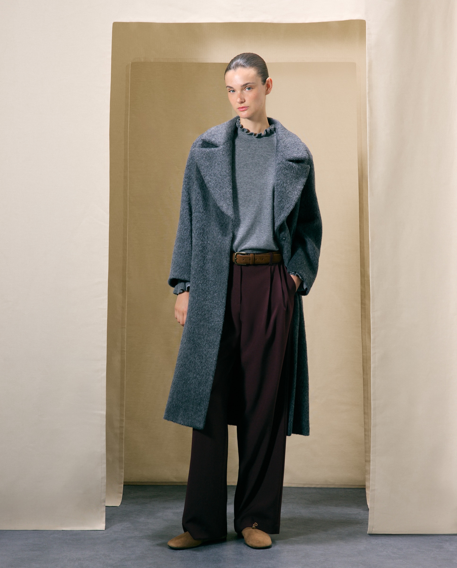 Jersey de mujer con cuello caja y volantes - Woman El Corte Inglés - 820 Gris medio 820 Gris medio-2