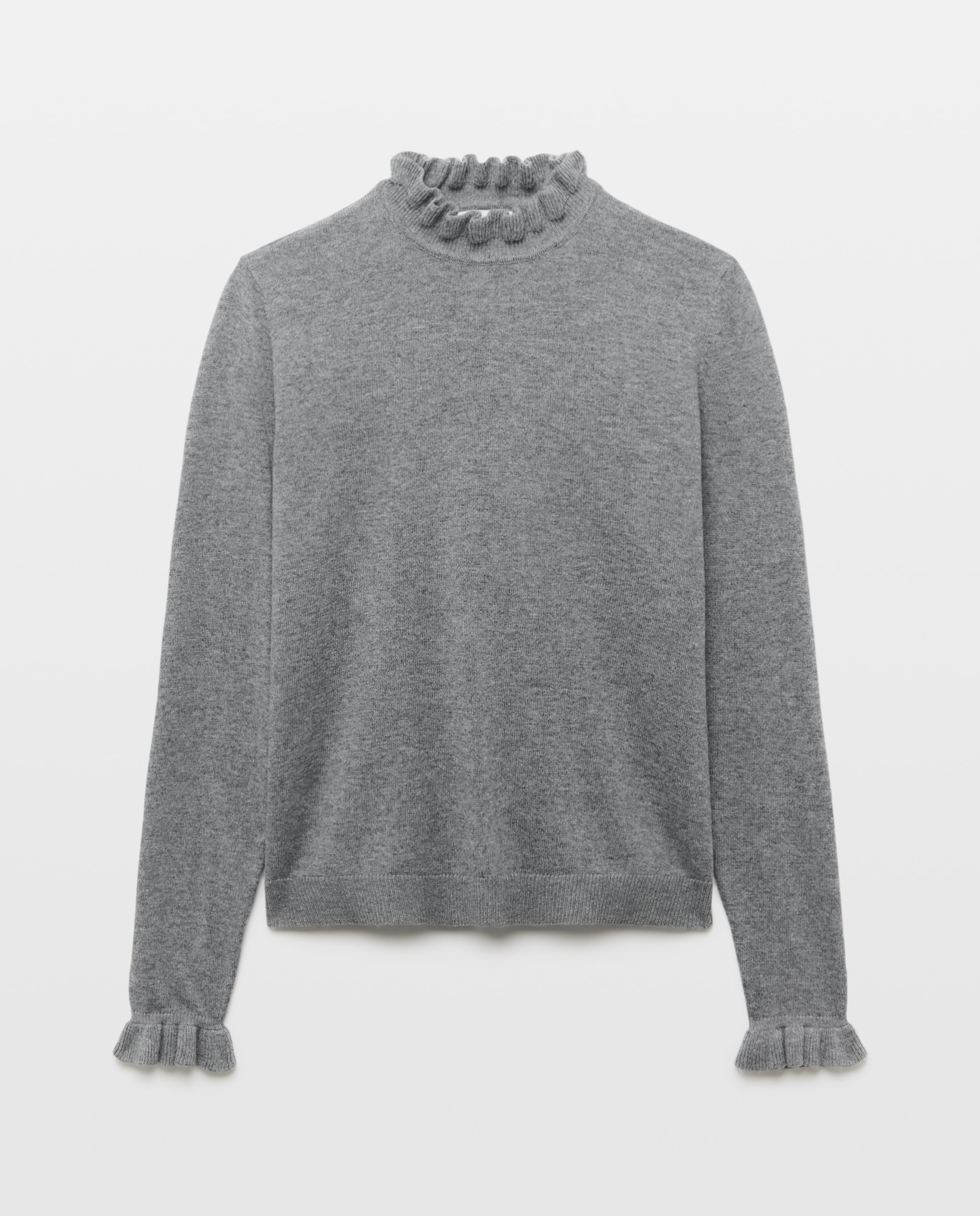Jersey de mujer con cuello caja y volantes - Woman El Corte Inglés - 820 Gris medio 820 Gris medio-4