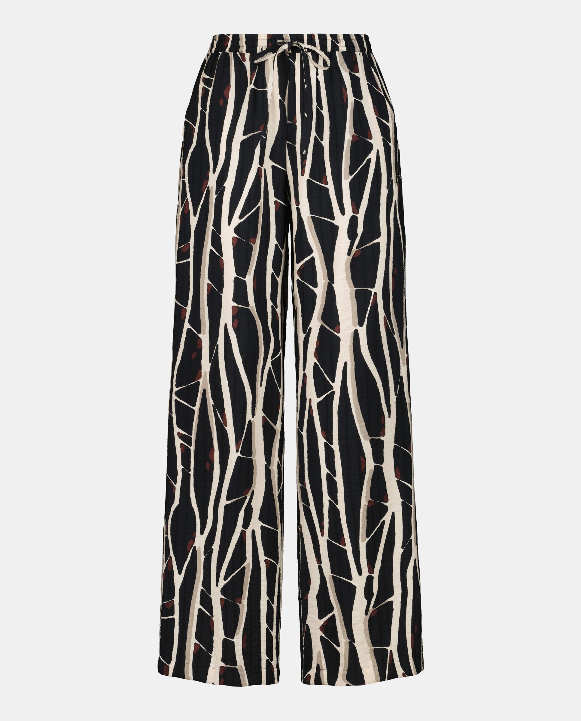 Calças Largas de Viscose Preto-4