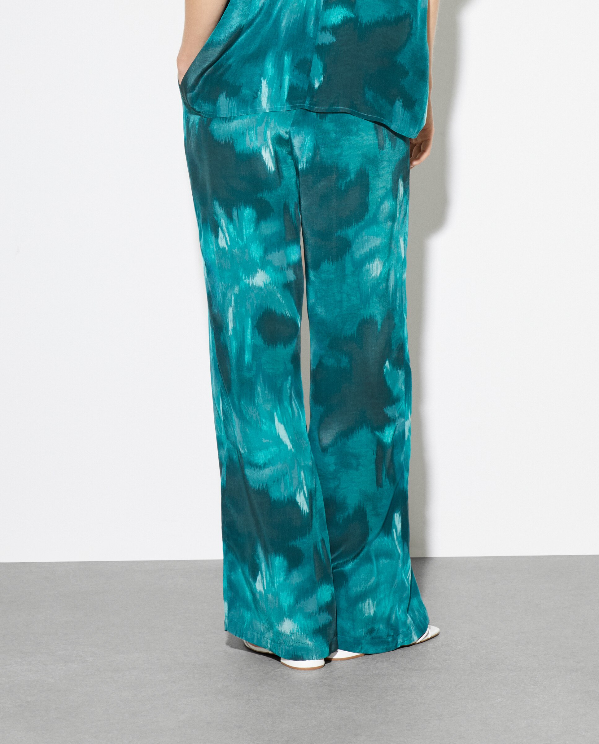 Calças Largas Estampadas Azul-3