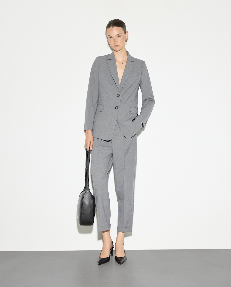 Calças com Prega e Dobra na Bainha 820 Cinzento Médio-1