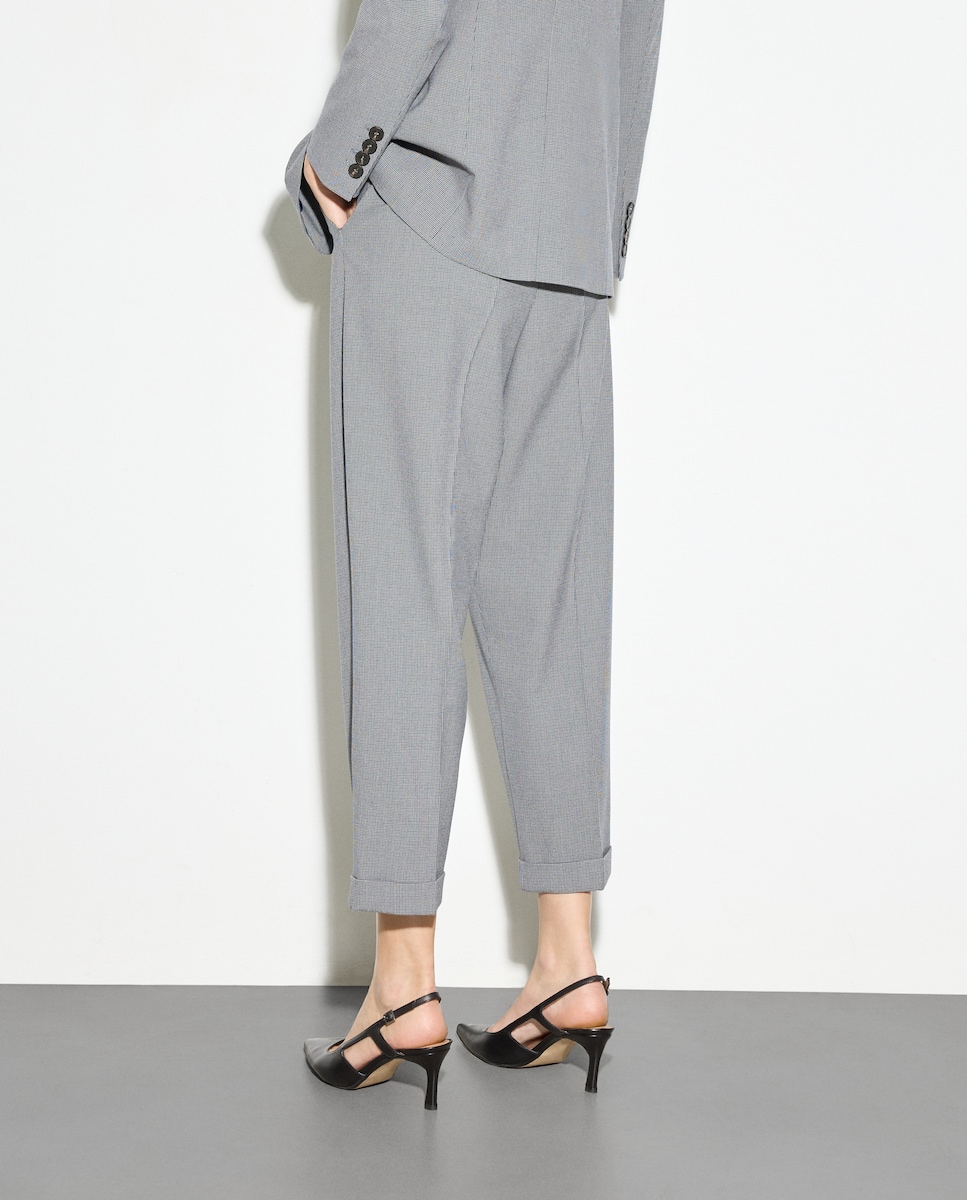 Calças com Prega e Dobra na Bainha 820 Cinzento Médio-3