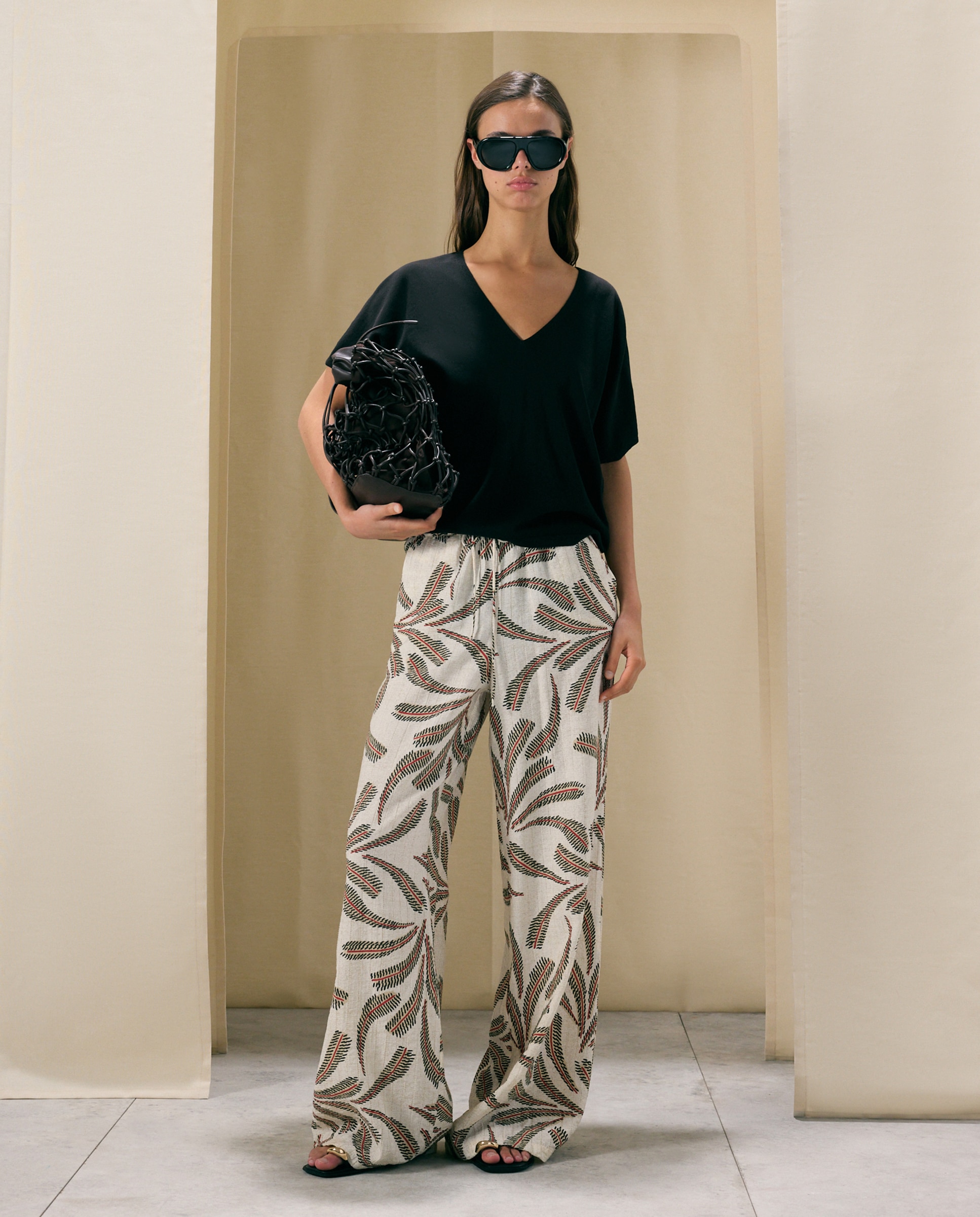 Pantalón ancho de mujer estilo pijamero - Woman El Corte Inglés - Blanco Blanco-1